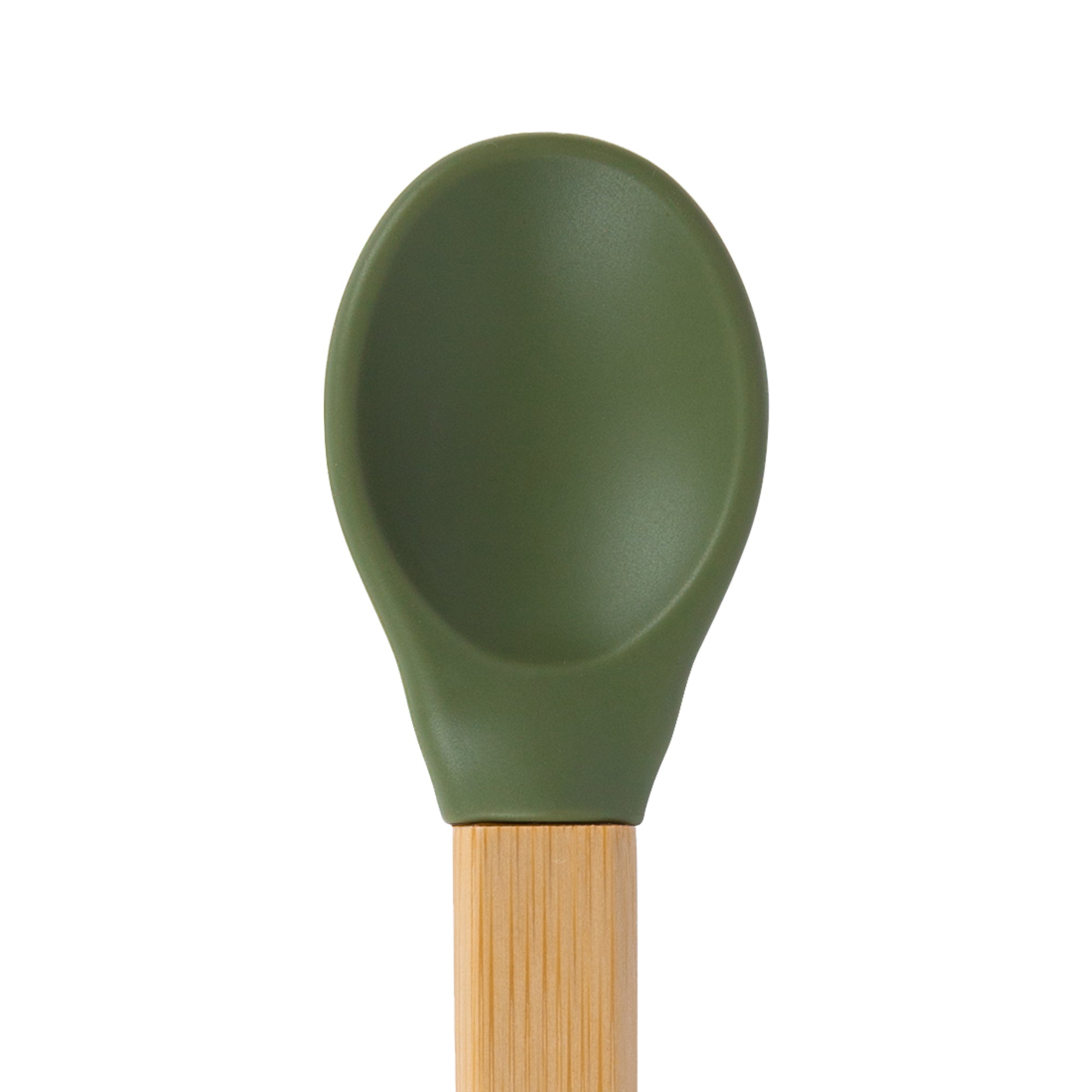Olive Soft Tip Bamboo Spoon - Silicone Tip