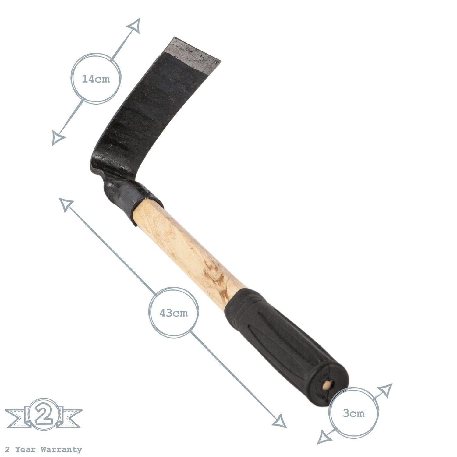 Harbour Housewares Handheld Digging Hoe - Rubber Grip Handle - 43cm