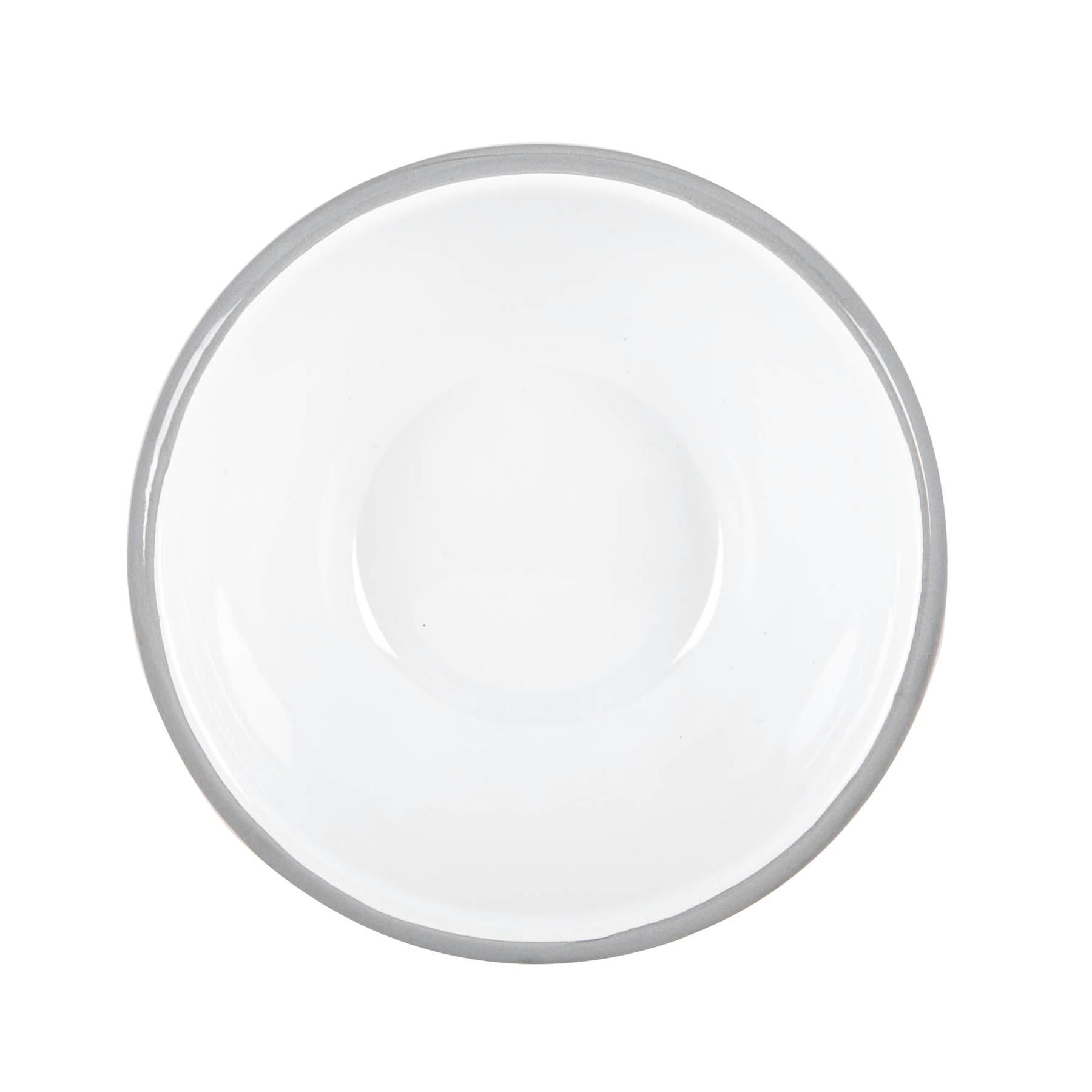 White Enamel Bowl - 16cm - Grey