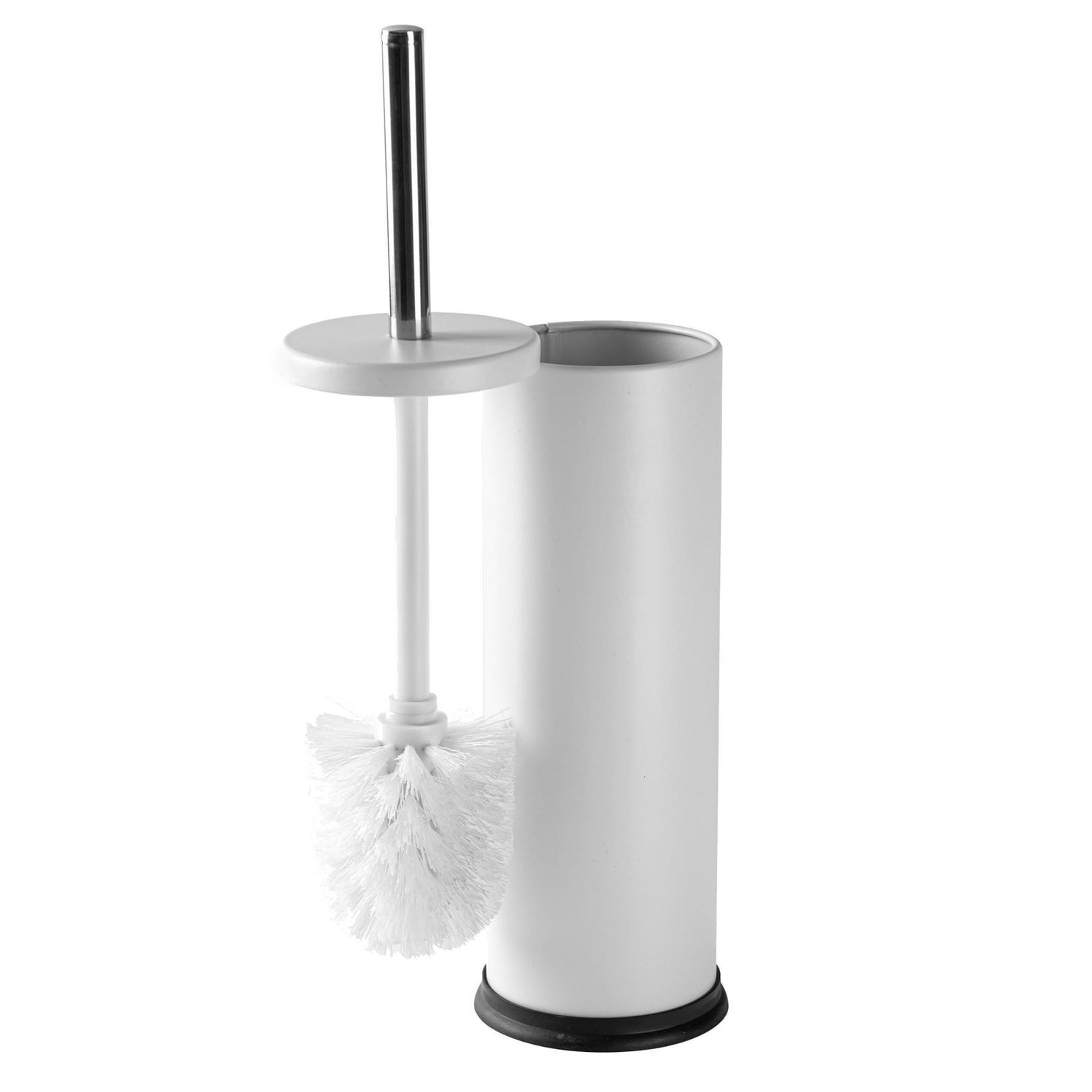 Harbour Housewares Steel Bathroom Toilet Brush & Holder - White Matt