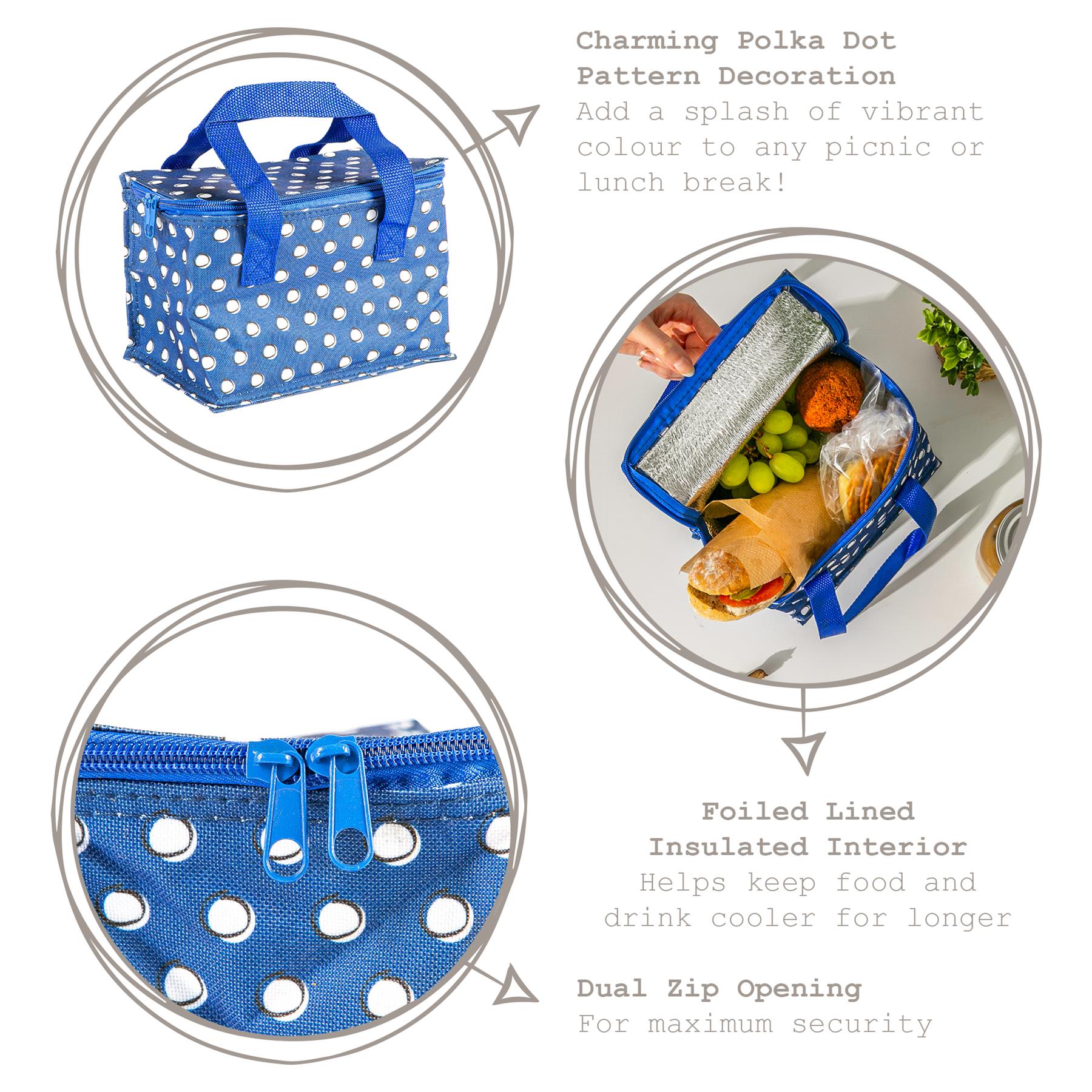 Insulated Lunch Bag - Blue Polka