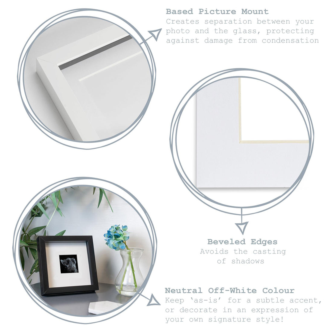 Nicola Spring Picture Mount for 8 x 8" Frame | Photo Size 6 x 6" - White