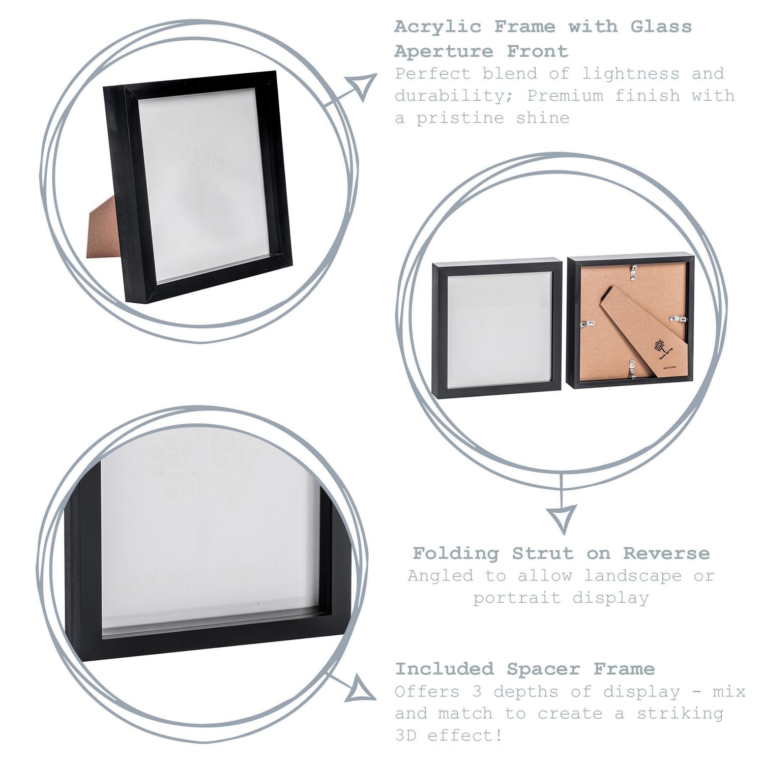 Nicola Spring Box Photo Frame - 8x8" - Grey
