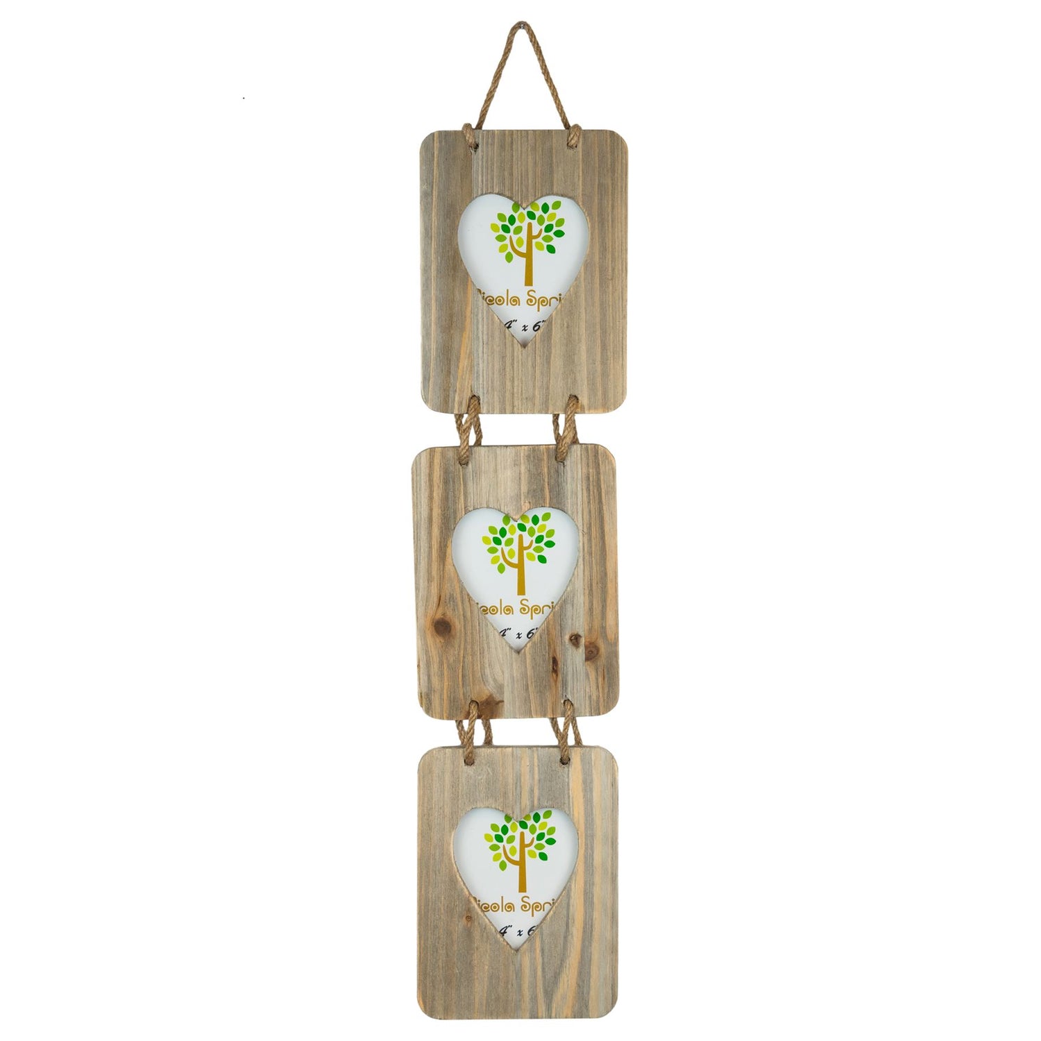 Nicola Spring Triple Heart Crafted Photo Hanging Picture Frame - 4x6