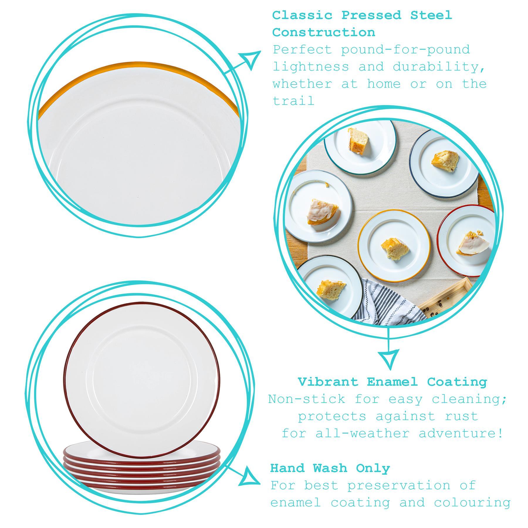 White Enamel Side Plate - 20cm - Green