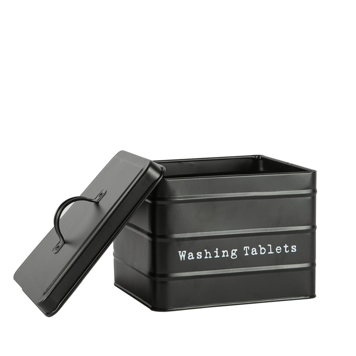 Vintage Metal Washing Tablets Storage Tin - Black