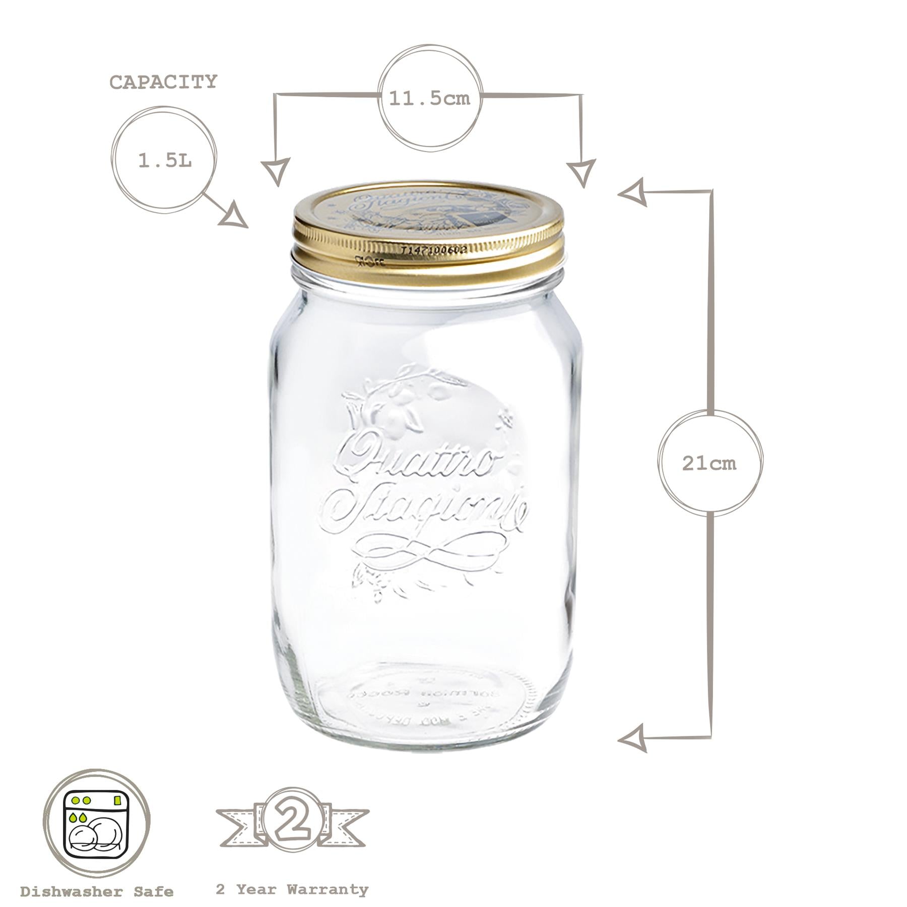 Quattro Stagioni Glass Storage Jar - 1.5 Litre