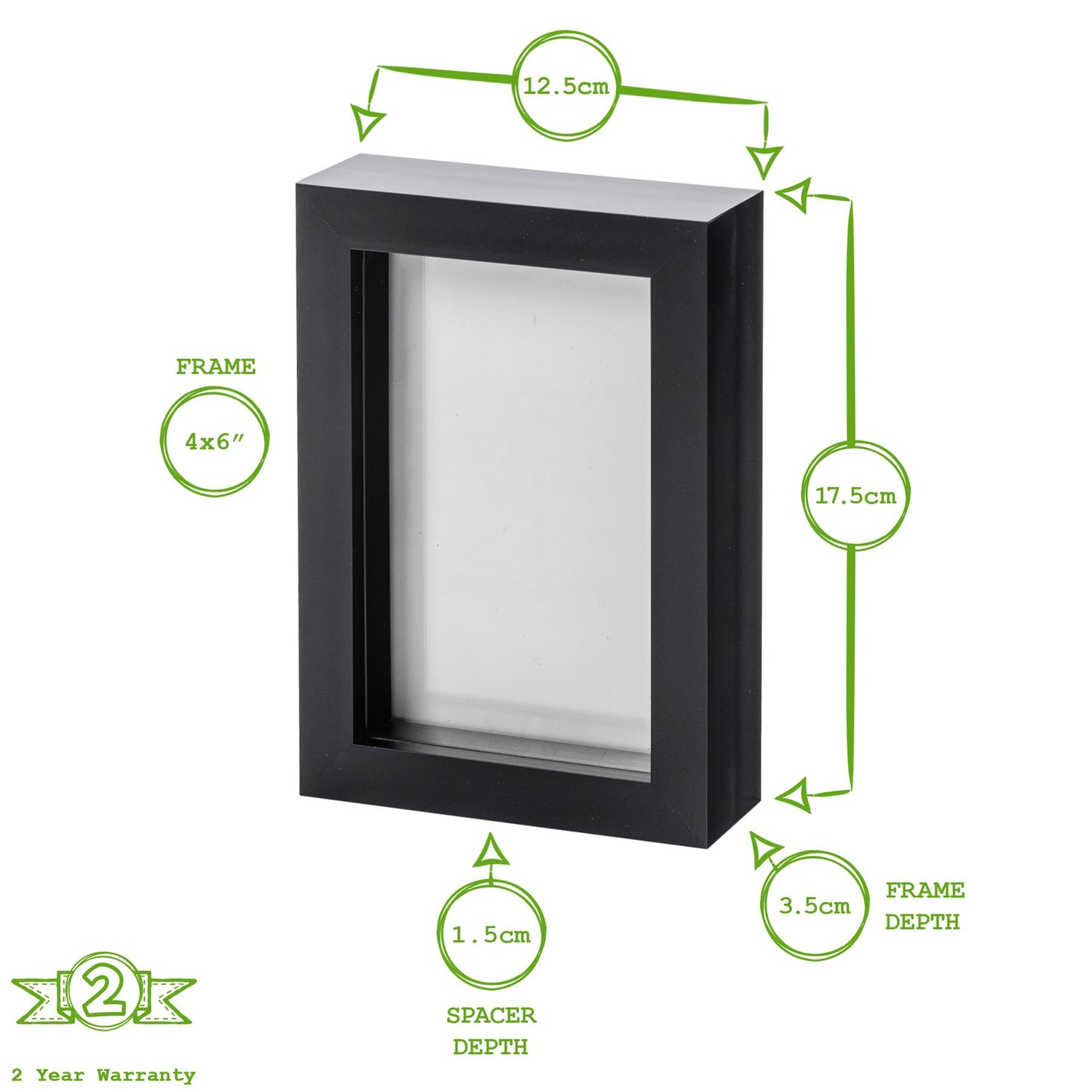 4" x 6" 3D Box Photo Frame - White - by Nicola Spring