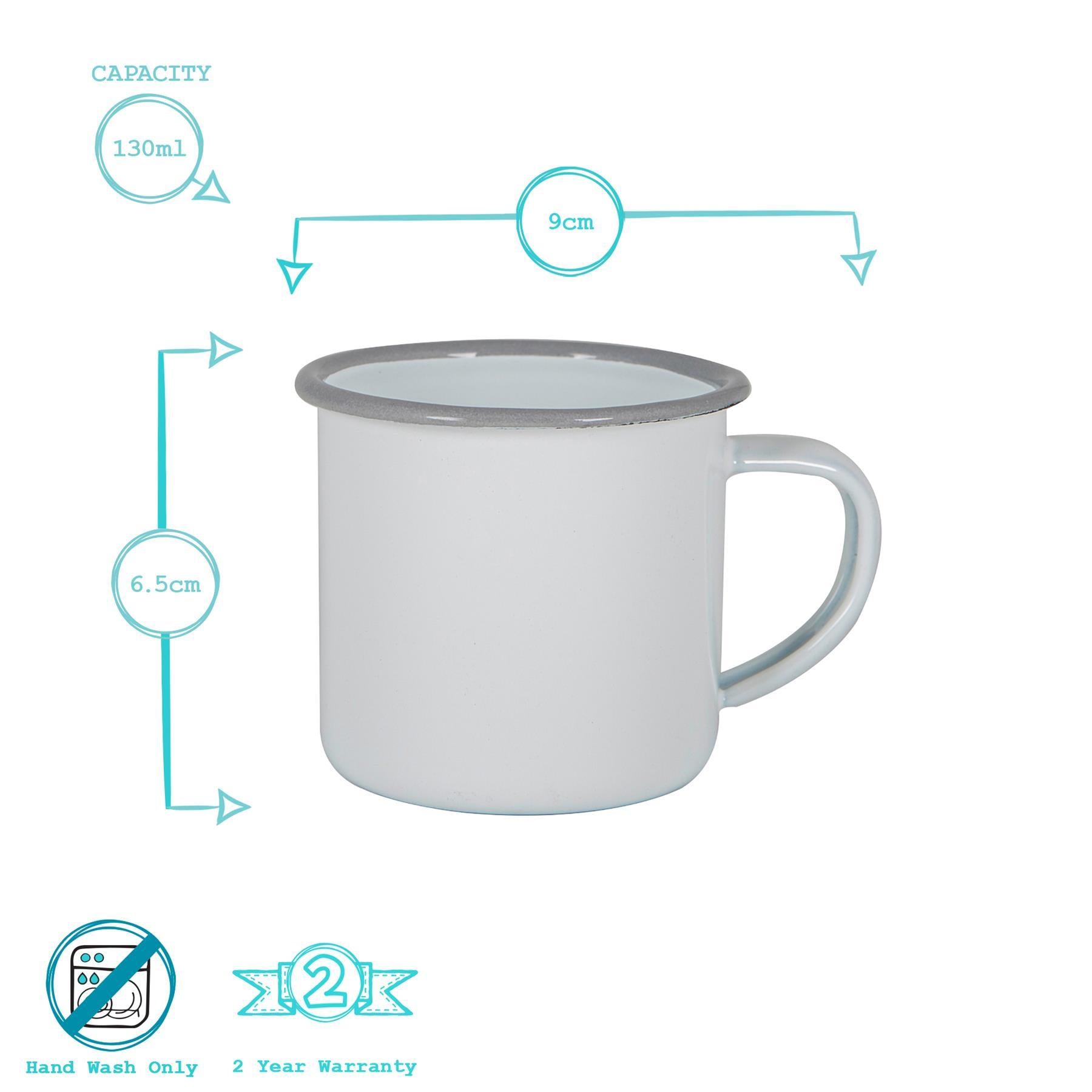 White Enamel Espresso Cup - 130ml - Grey