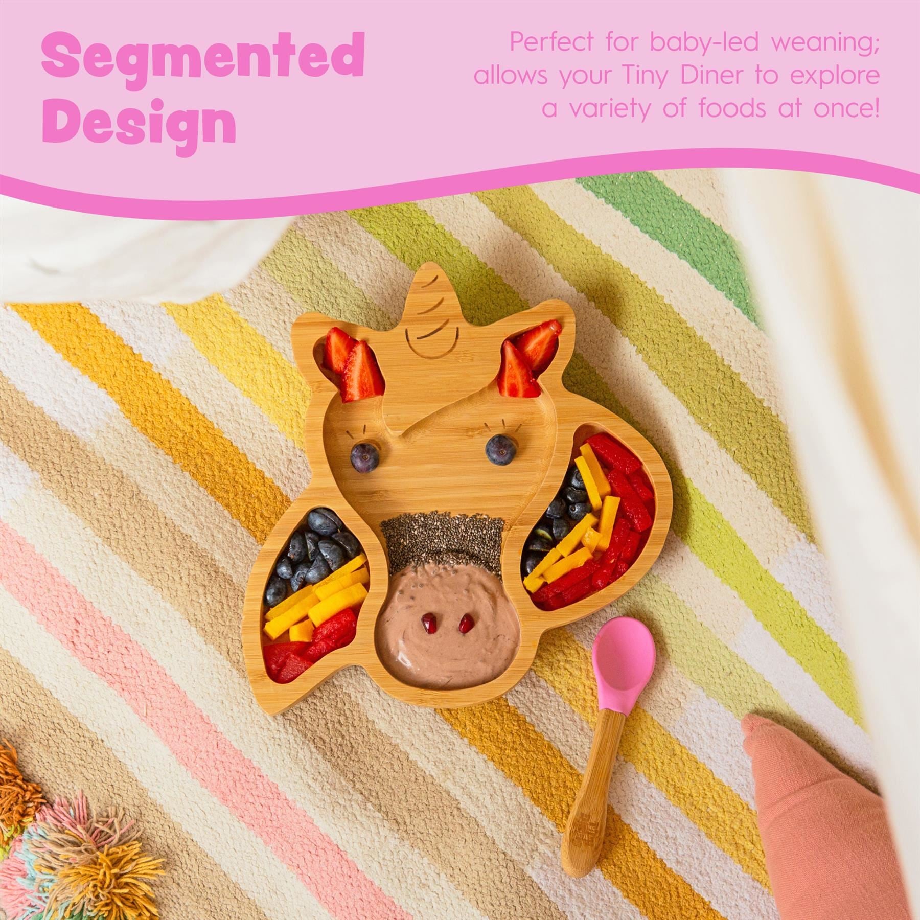 Navy Blue Unicorn Bamboo Suction Plate