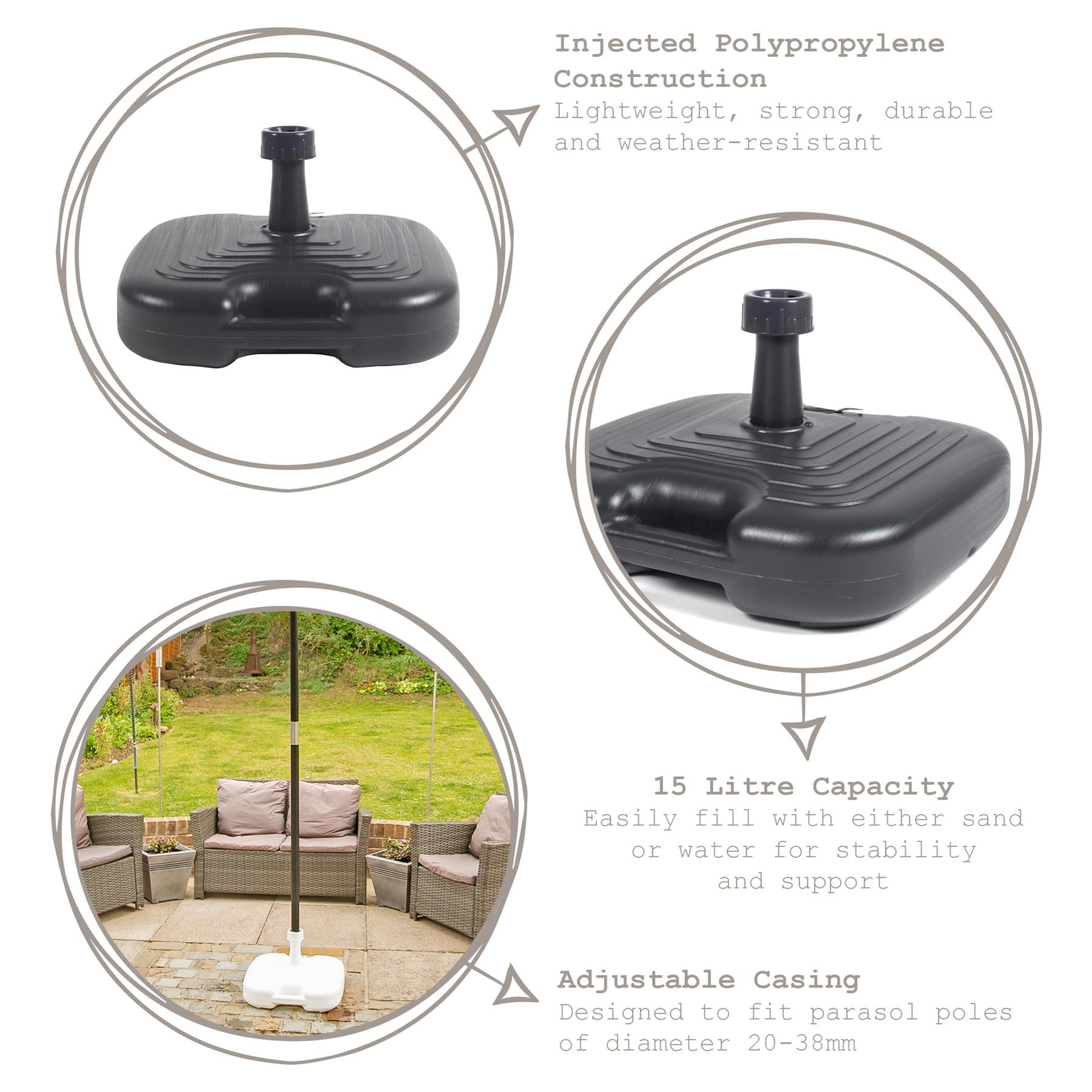 Pie Refillable Plastic Garden Parasol Base