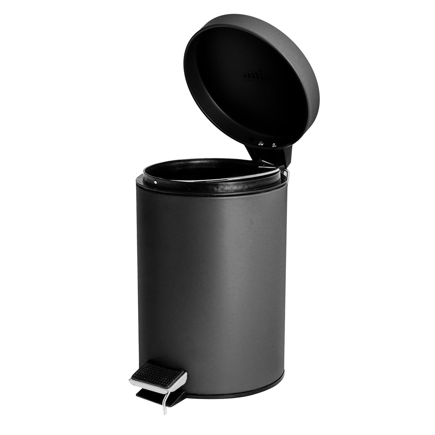 Harbour Housewares 3 Litre Bathroom Pedal Bin With Inner Bucket - Black Matt