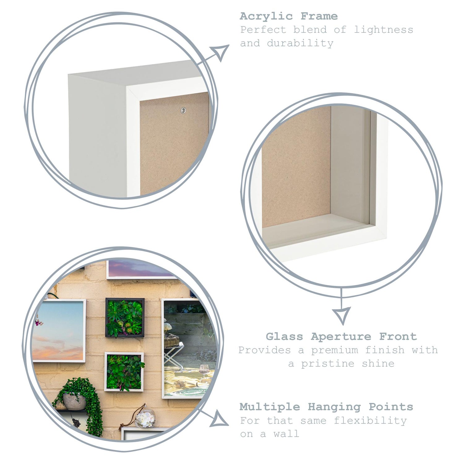 Nicola Spring Deep Box Photo Frame - 6 x 6 - White