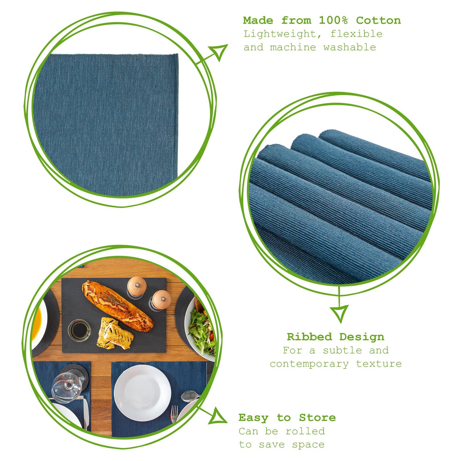 Ribbed Cotton Placemat - Denim