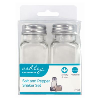2pc Clear Glass Salt & Pepper Shaker Set
