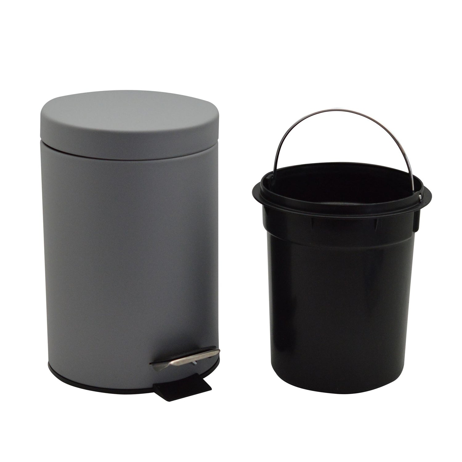 Harbour Housewares 3 Litre Bathroom Pedal Bin With Inner Bucket - Grey Matte