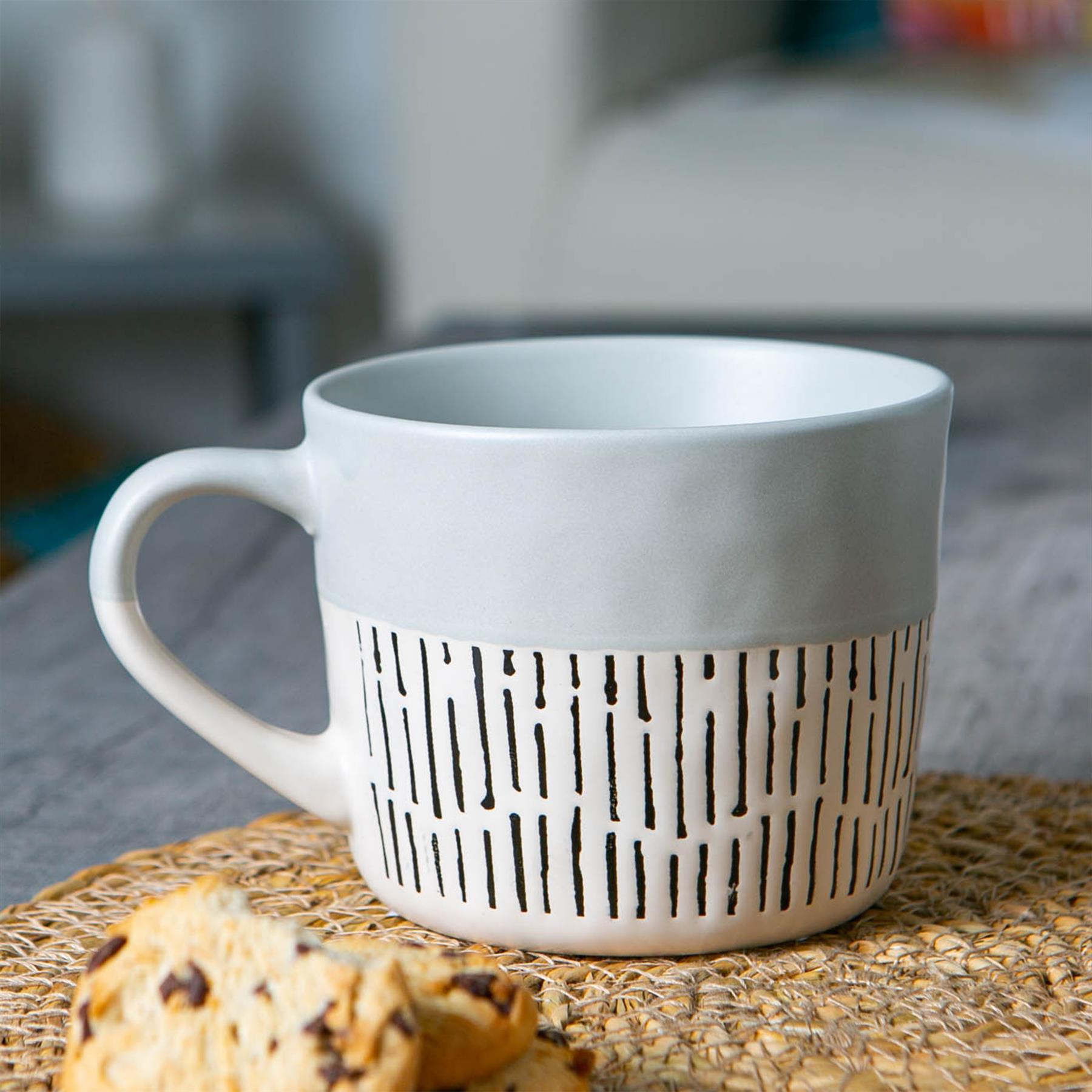 Dipped Dash Stoneware Coffee Mug - 450ml - Grey