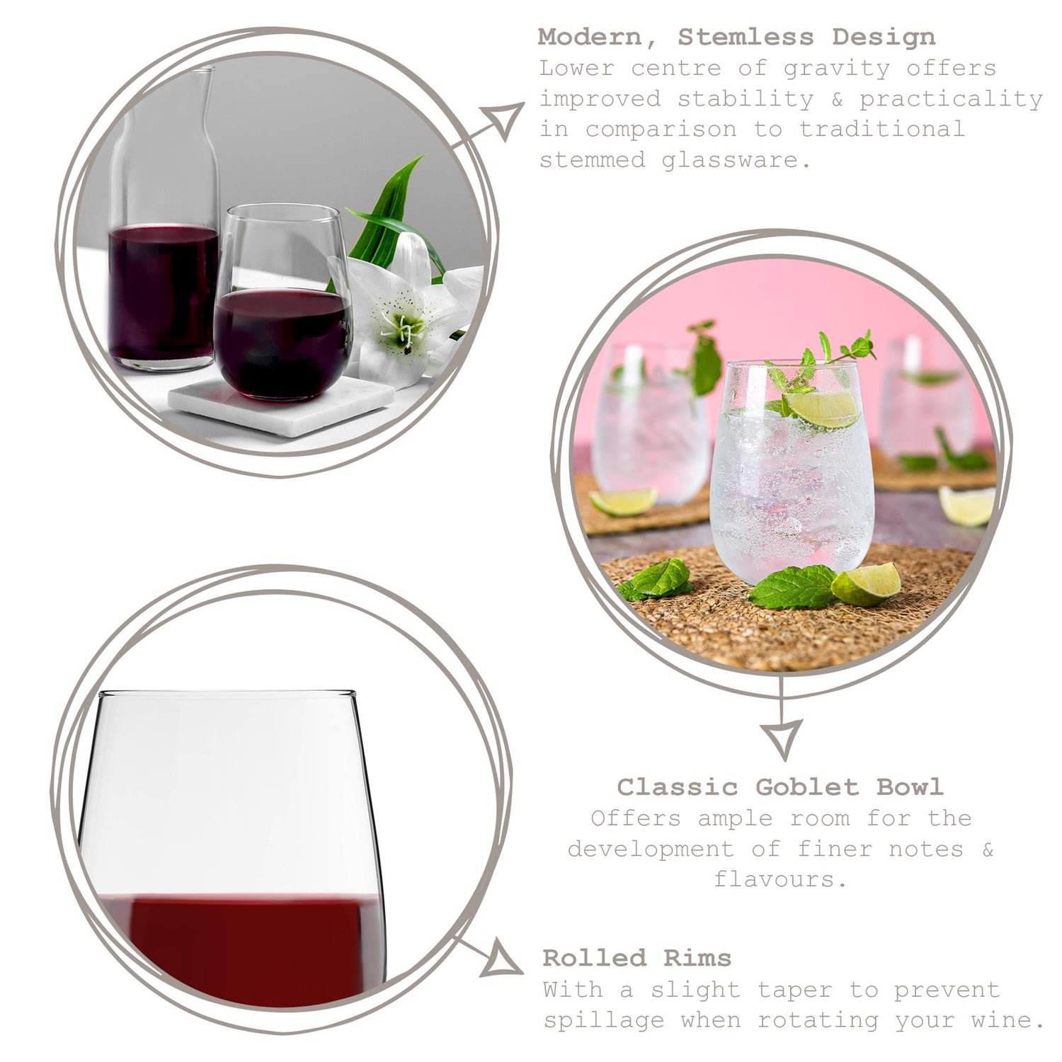 475ml Gaia Stemless Red Wine Glass