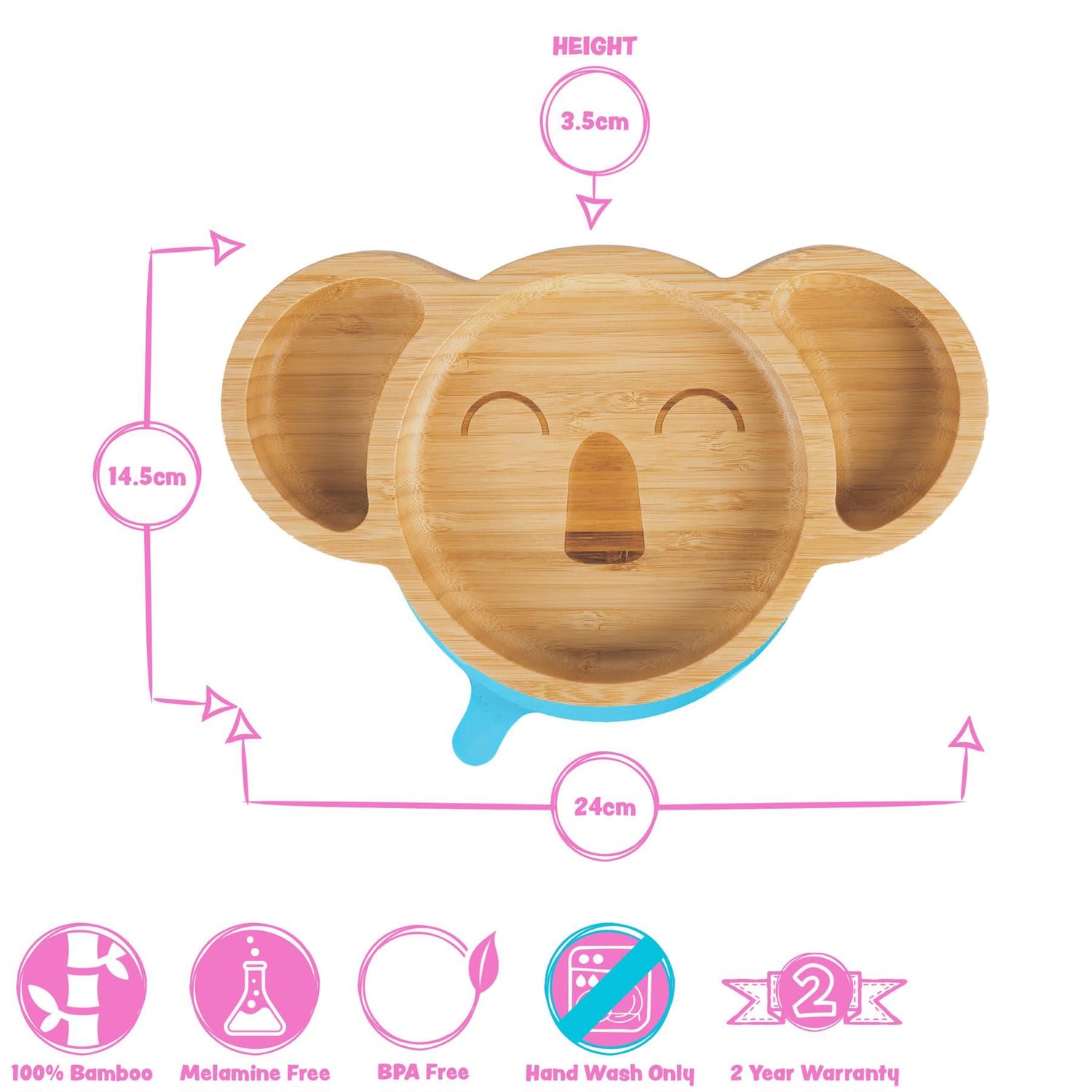 Olive Green Koala Bamboo Suction Plate