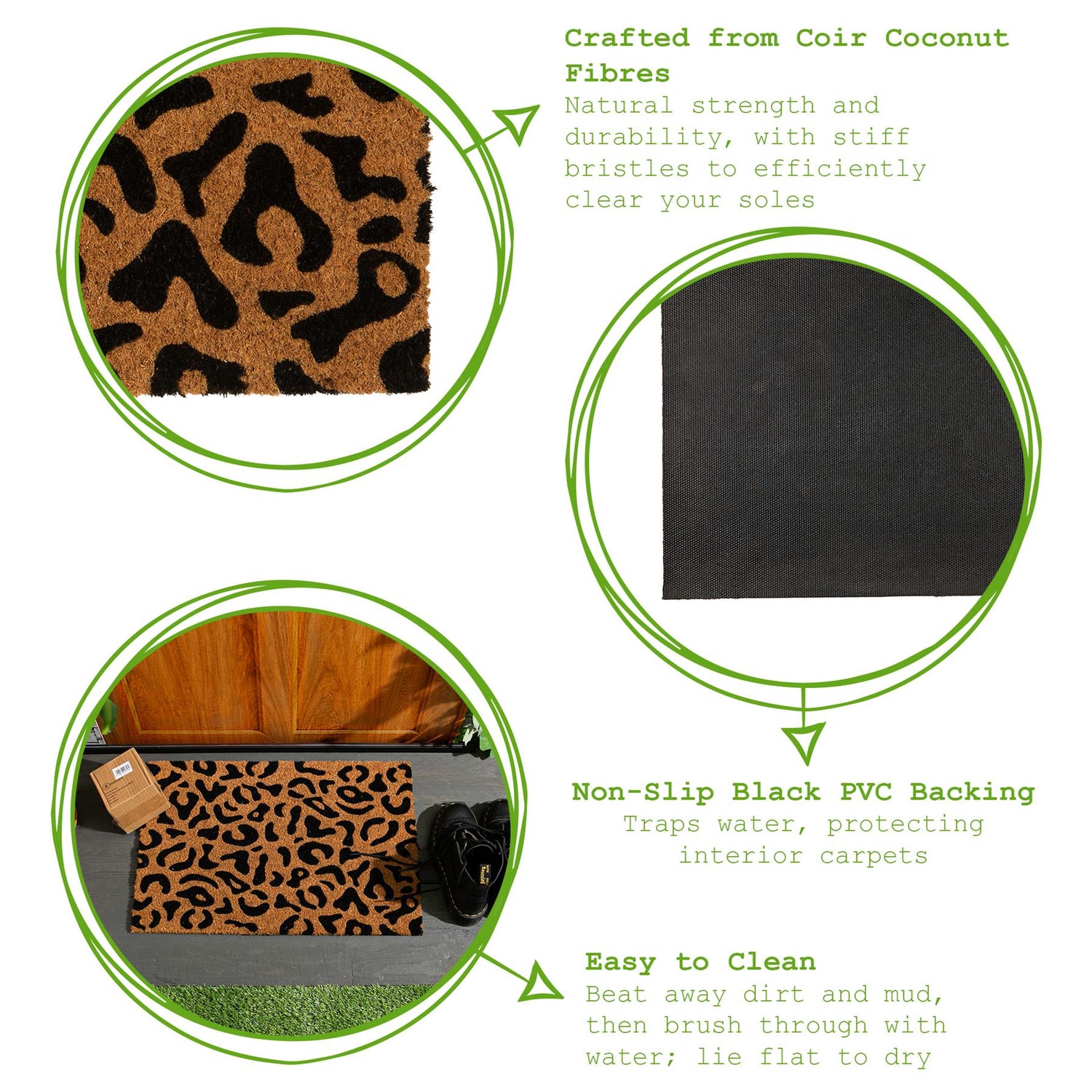Coir Door Mat - 60 x 40cm - Leopard