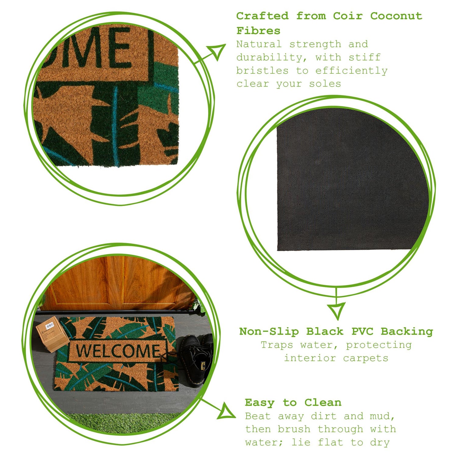 Coir Door Mat - 60 x 40cm - Banana Leaf