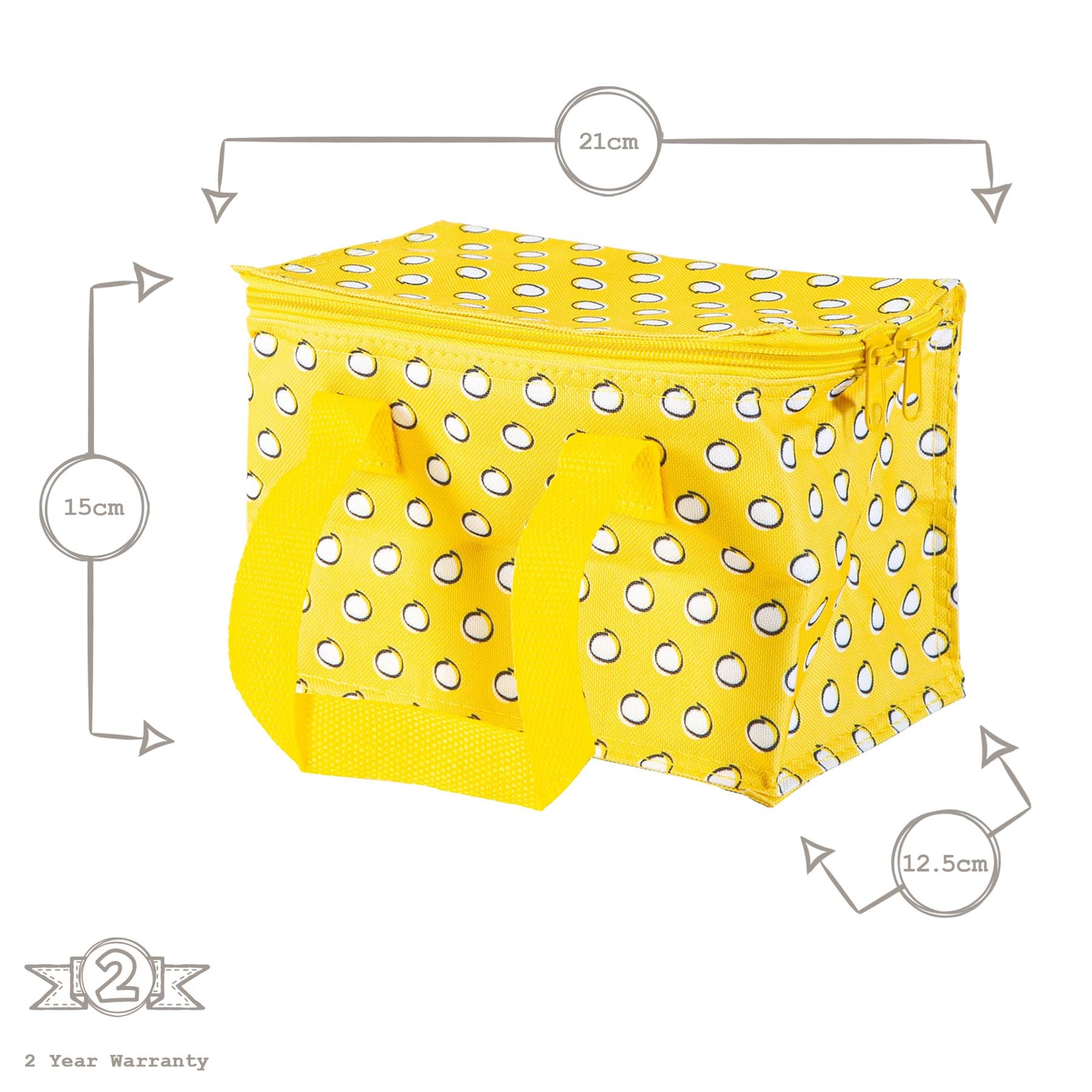 Insulated Lunch Bag - Mustard Polka