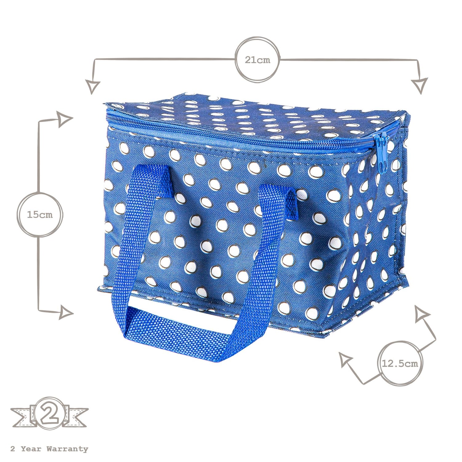 Insulated Lunch Bag - Blue Polka