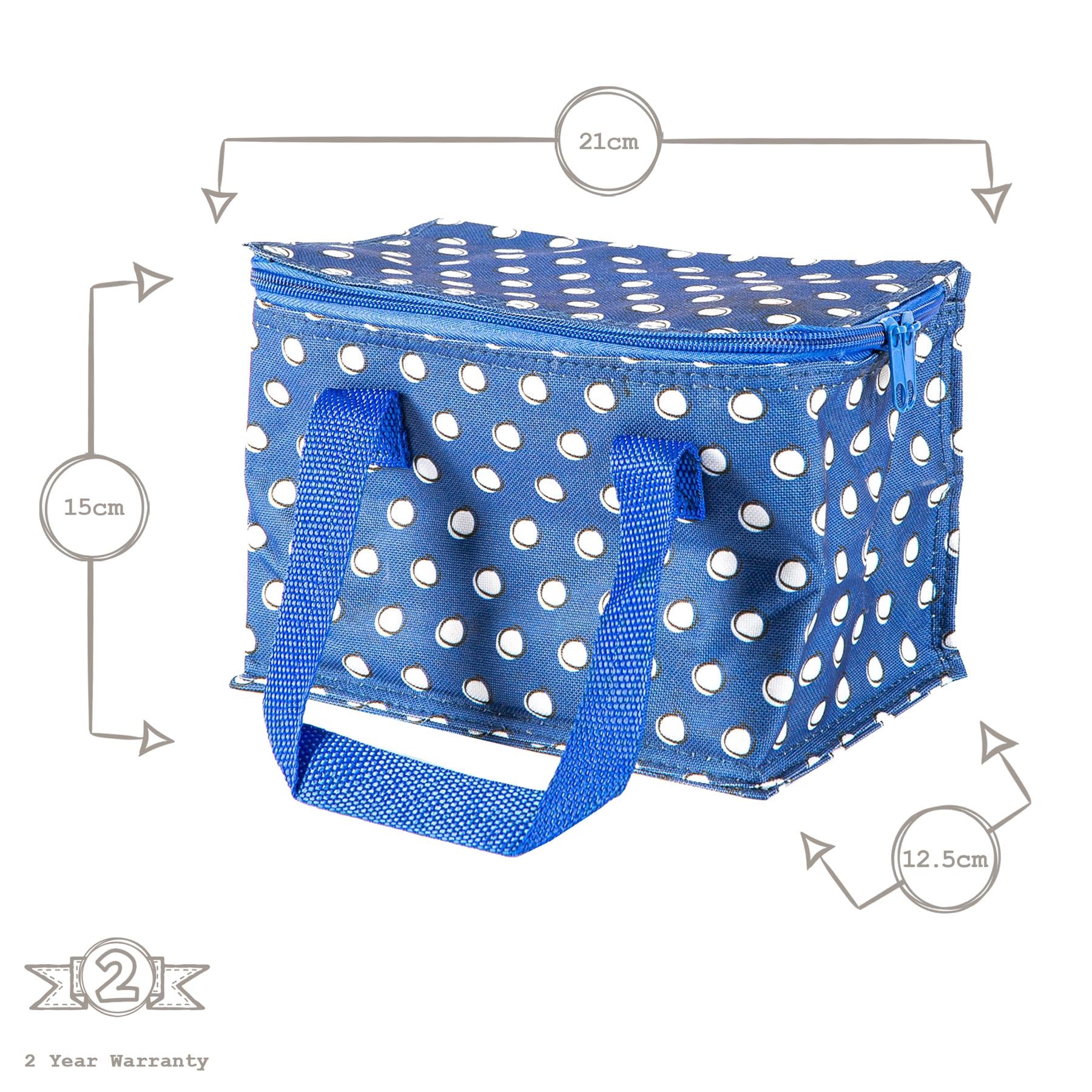 Insulated Lunch Bag - Blue Polka