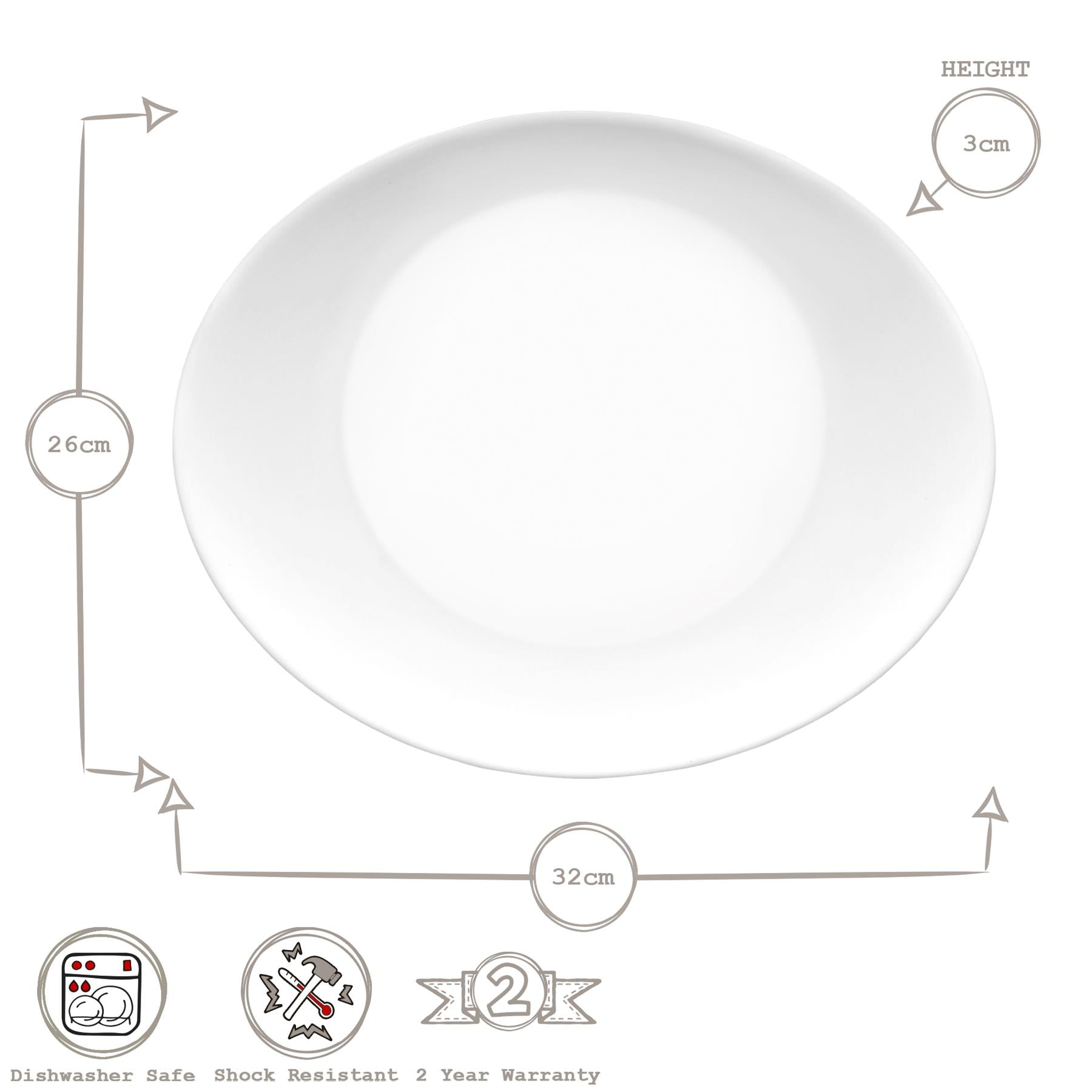 White 32cm Prometeo Oval Glass Steak Plate