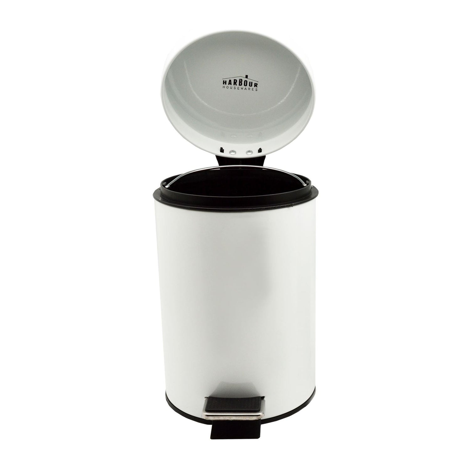 Harbour Housewares Bathroom Pedal Bin With Inner Bucket - White - 3L
