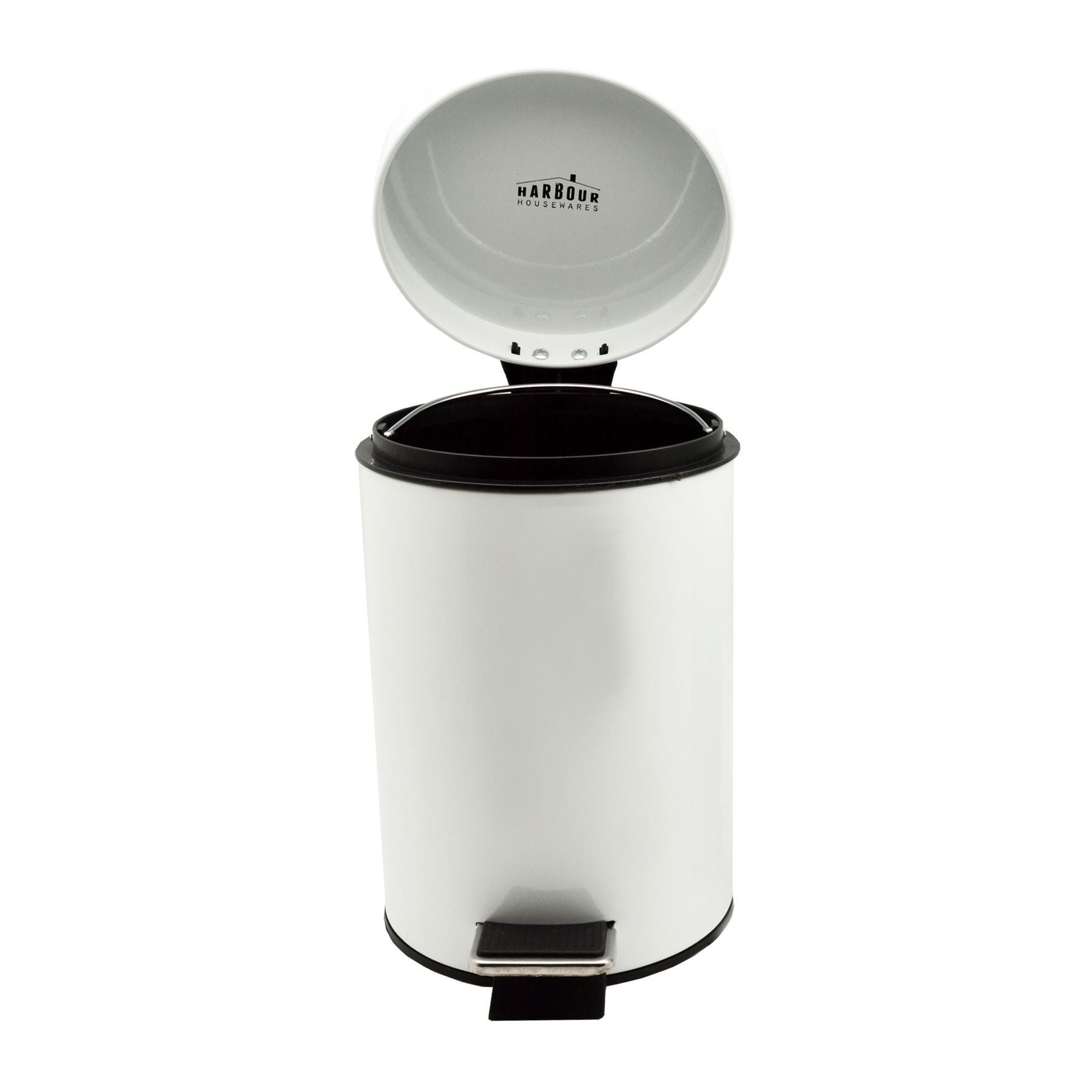 Harbour Housewares Bathroom Pedal Bin With Inner Bucket - White - 3L