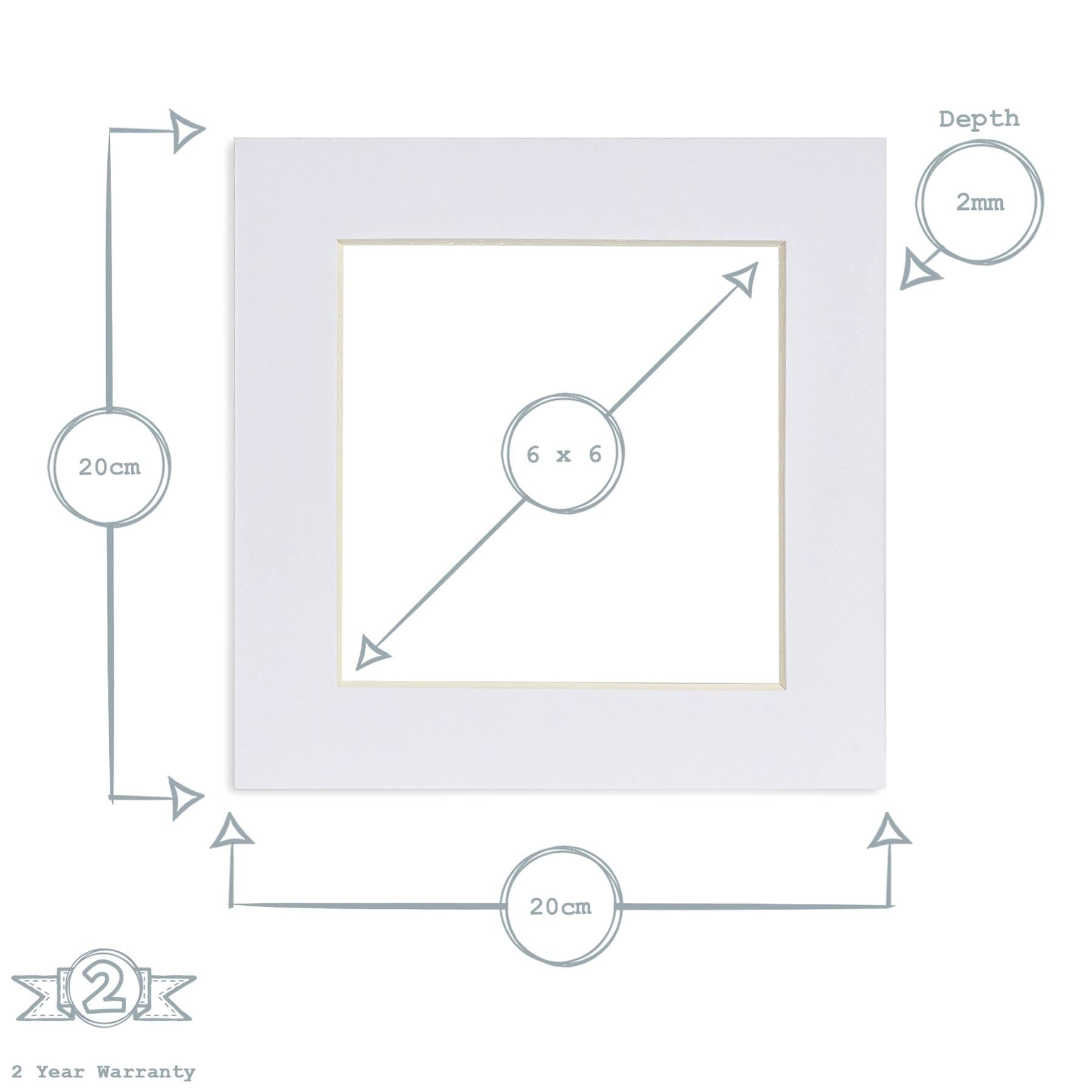Picture Mount for 8 x 8 Frame | Photo Size 6 x 6 - Grey