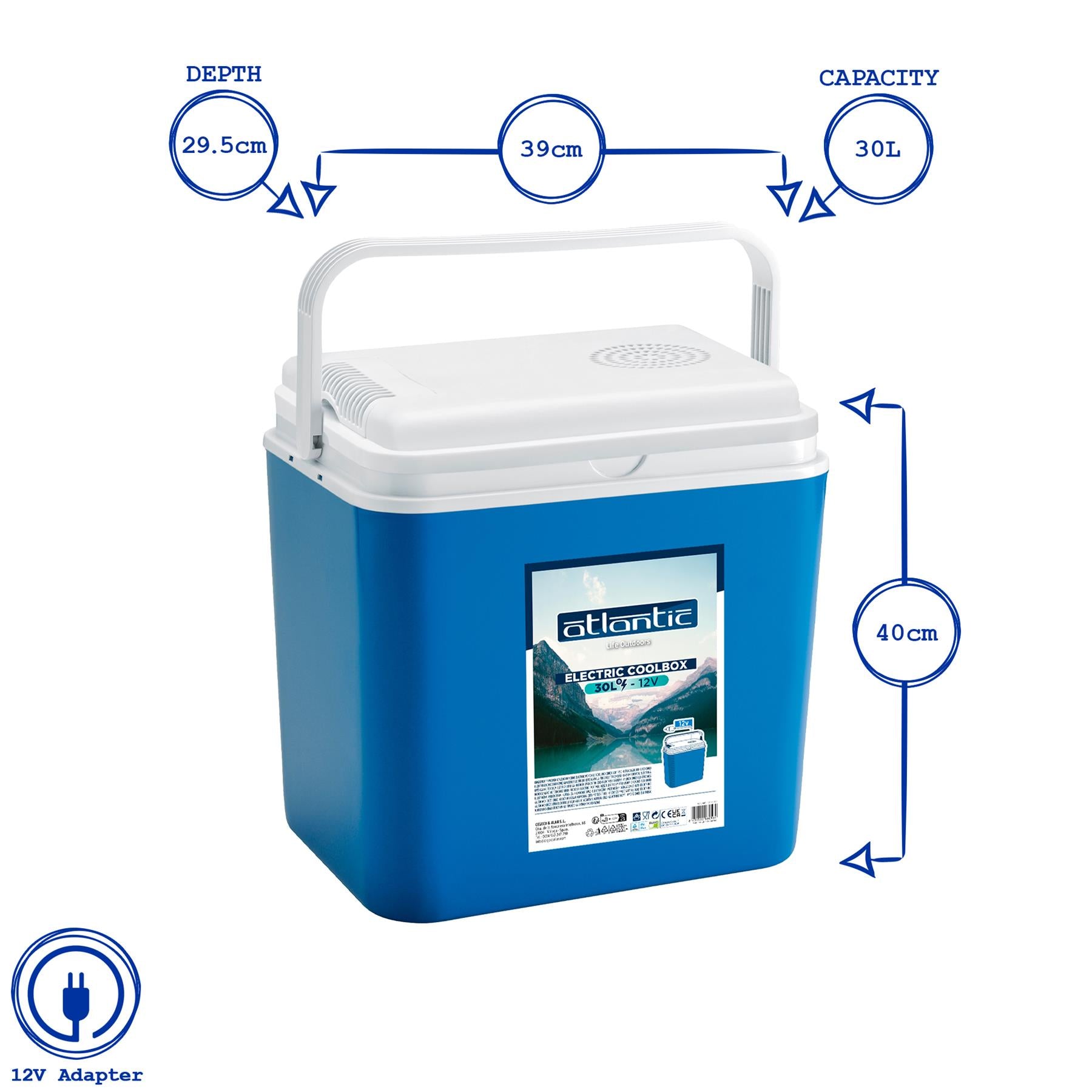 Blue 30L 12V Electric Cool Box