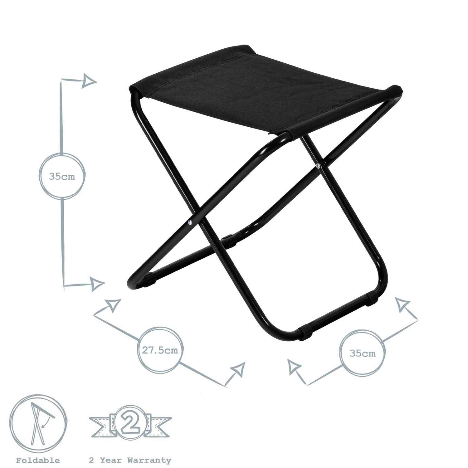 Harbour Housewares Classic Folding Stool - Black
