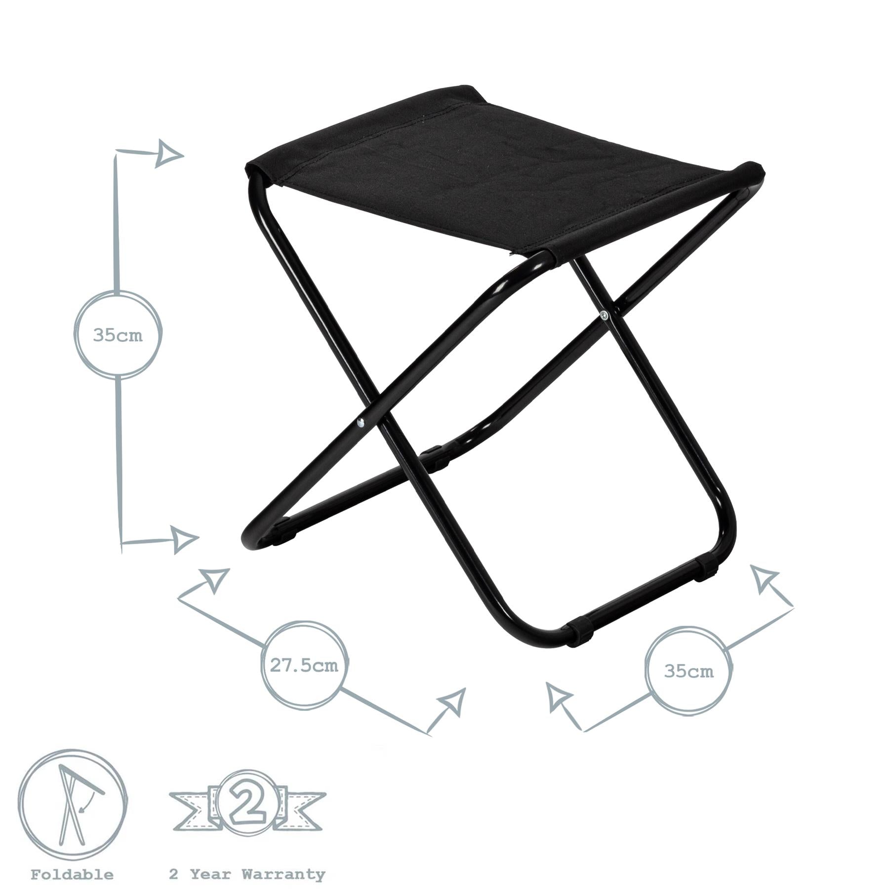 Harbour Housewares Classic Folding Stool - Black