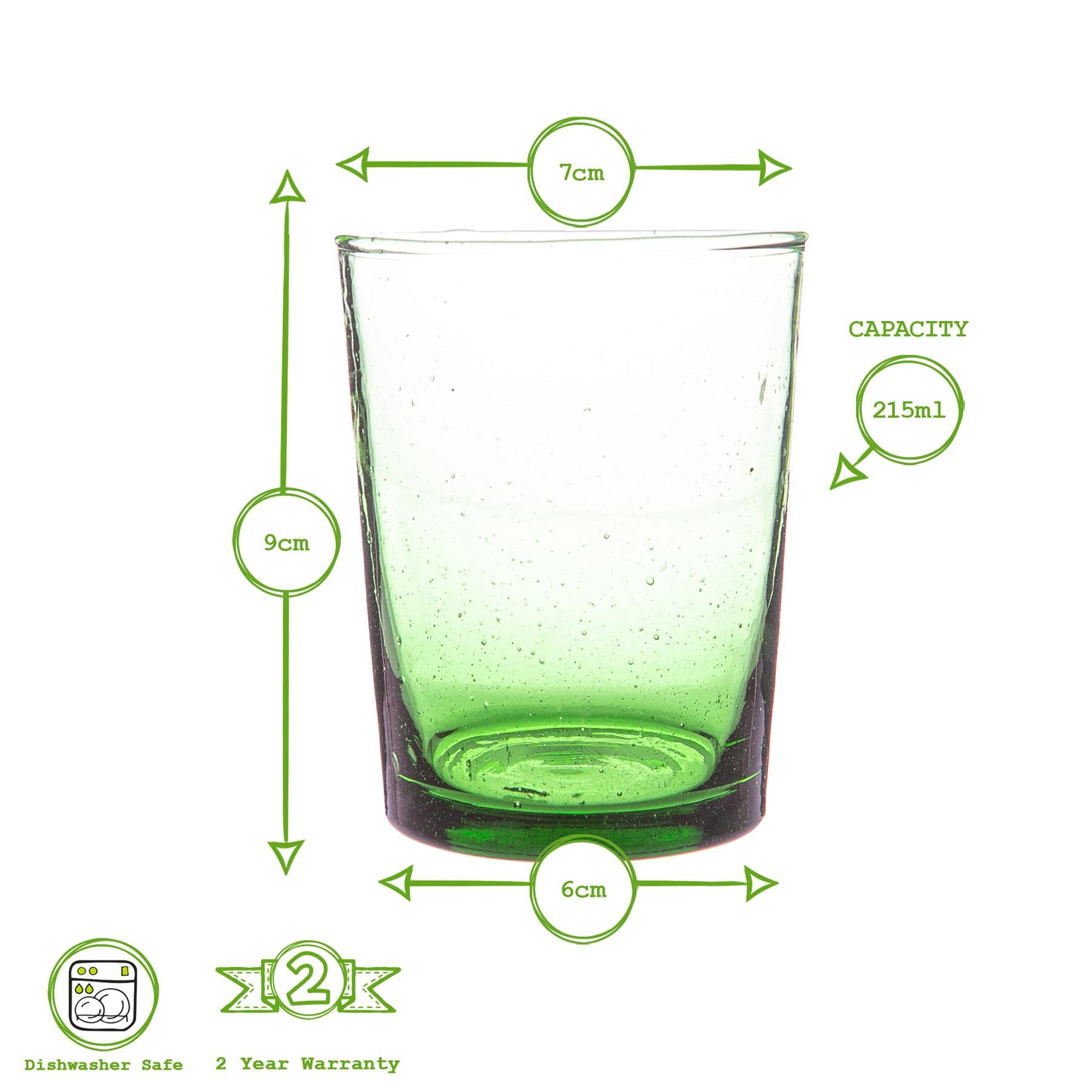 Meknes Recycled Tumbler Glass - 215ml - Green