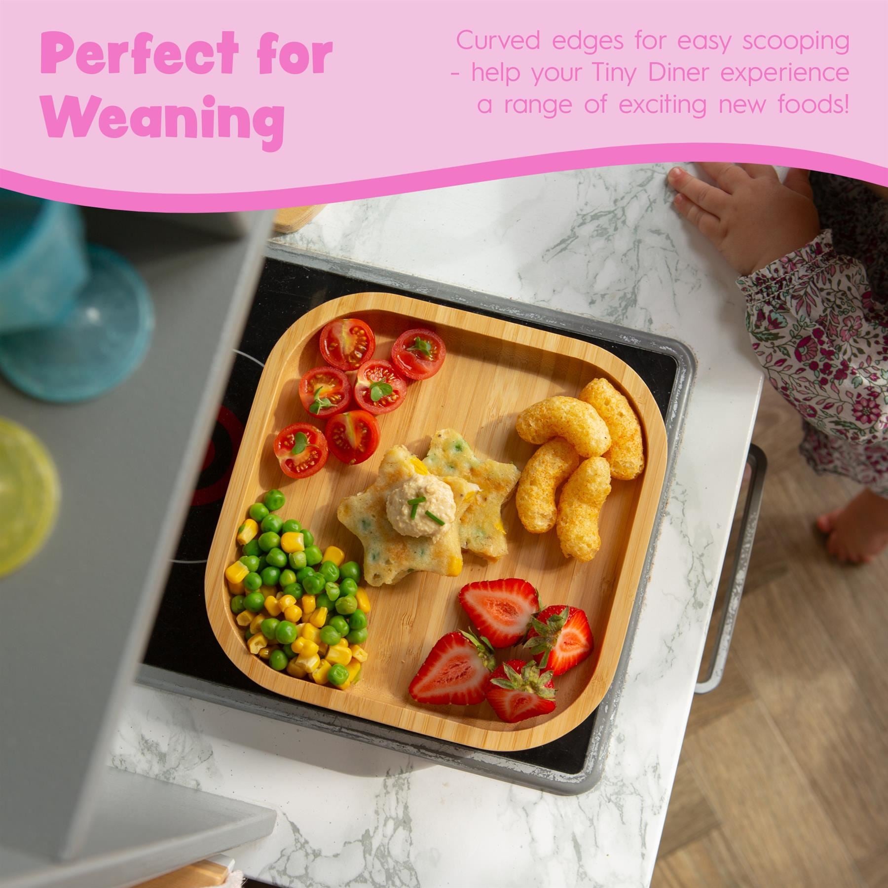 Pastel Pink Square Bamboo Suction Plate