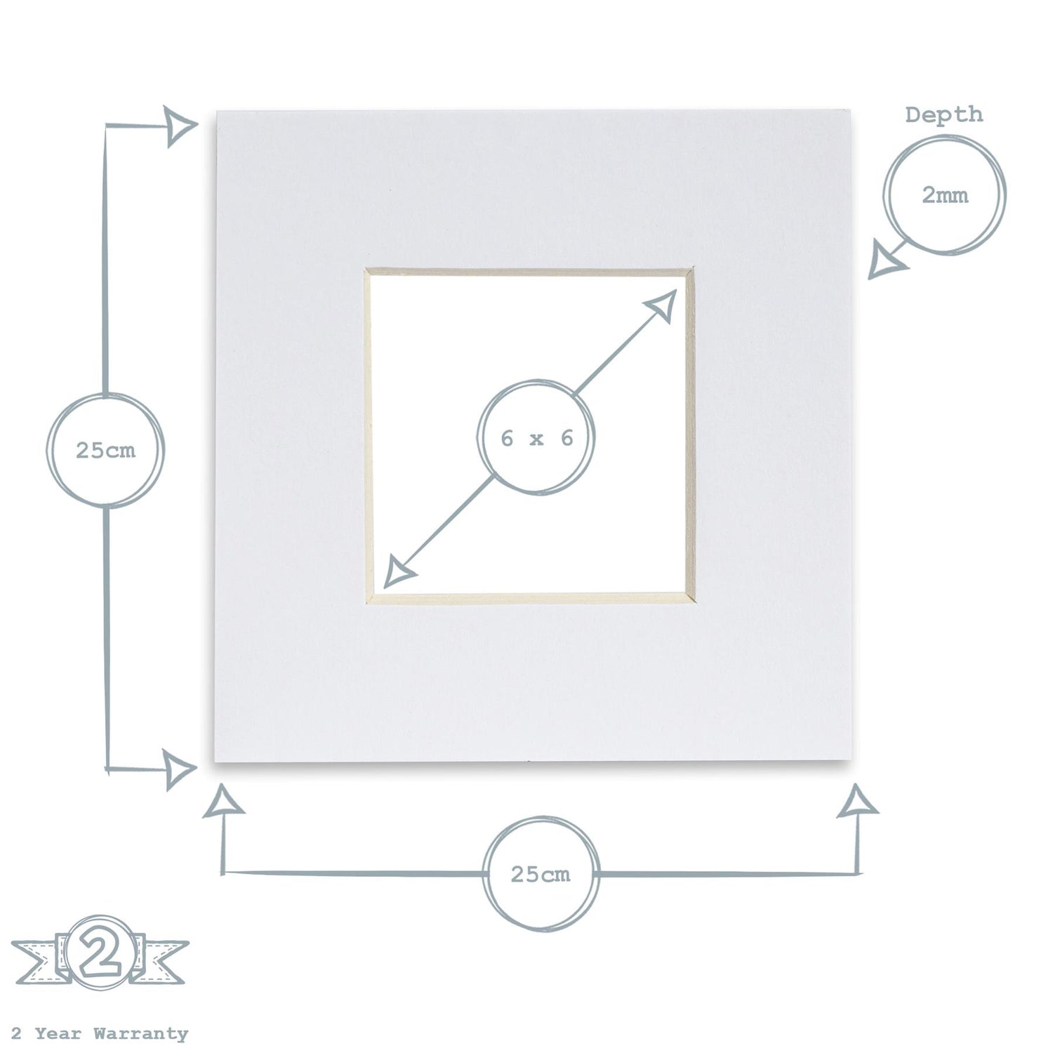 Nicola Spring Picture Mount for 10 x 10" Frame | Photo Size 6 x 6" - White