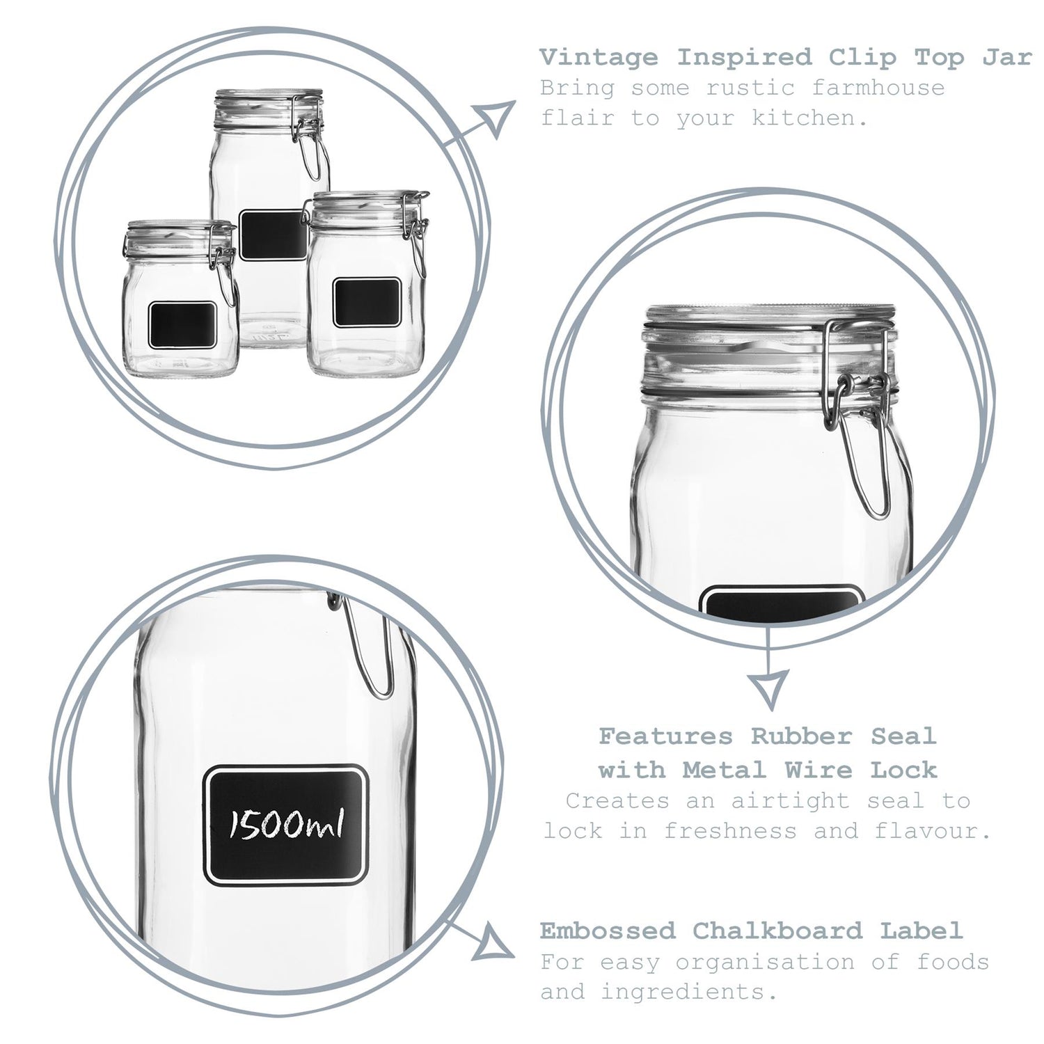 Bormioli Rocco Lavagna Glass Storage Jar with Chalkboard Label - 1.5L