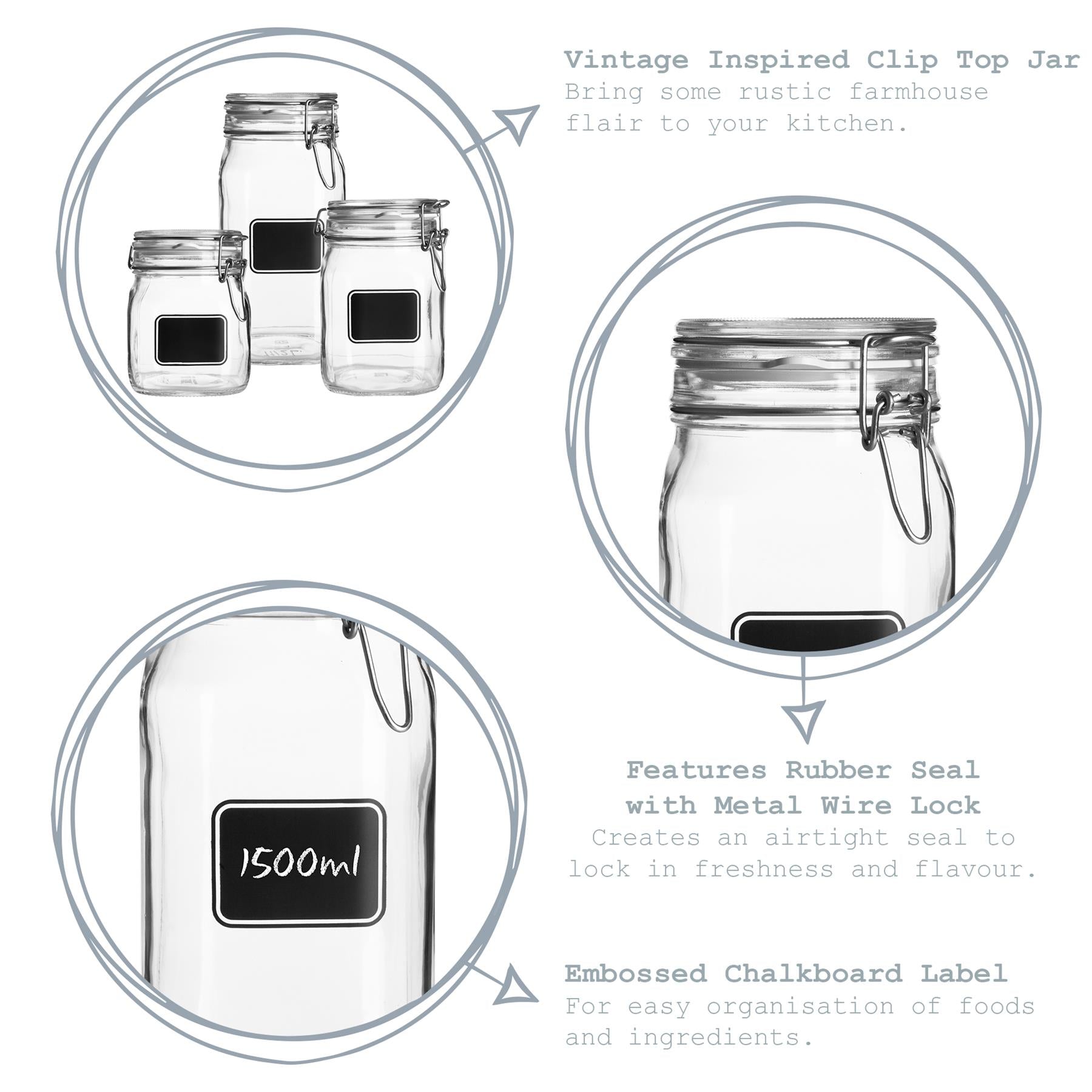 Bormioli Rocco Lavagna Glass Storage Jar with Chalkboard Label - 1.5L