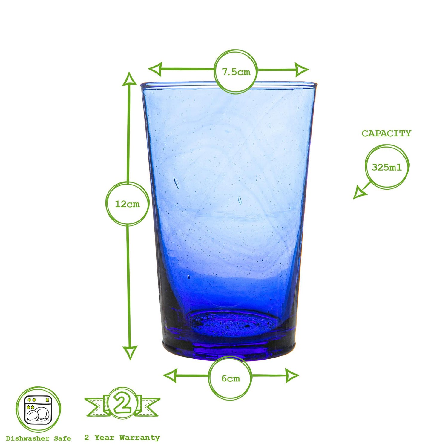 Meknes Recycled Highball Glass - 325ml - Blue