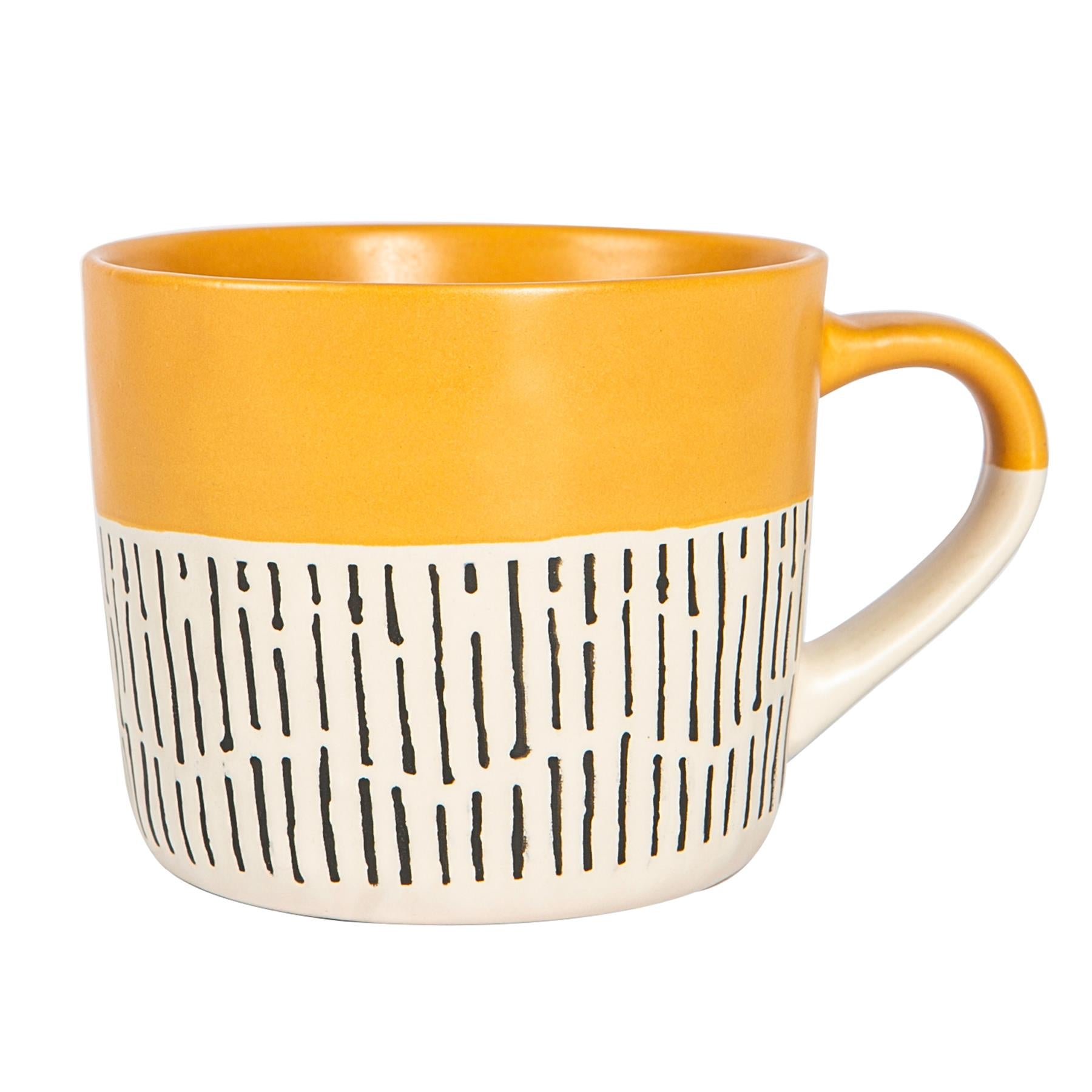Dipped Dash Stoneware Coffee Mug - 450ml - Mustard