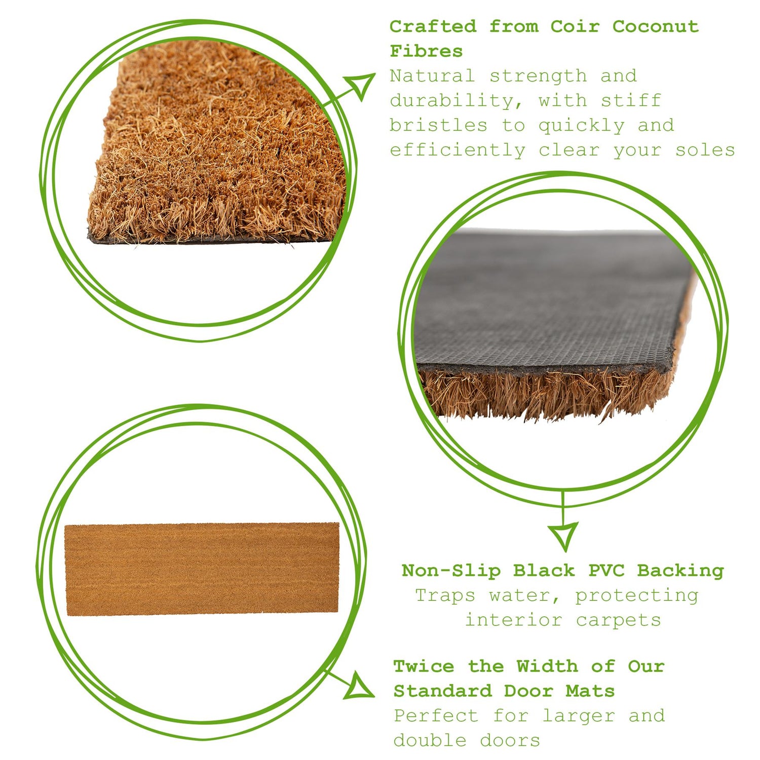 Coir Double Door Mat - 120 x 40cm - Plain
