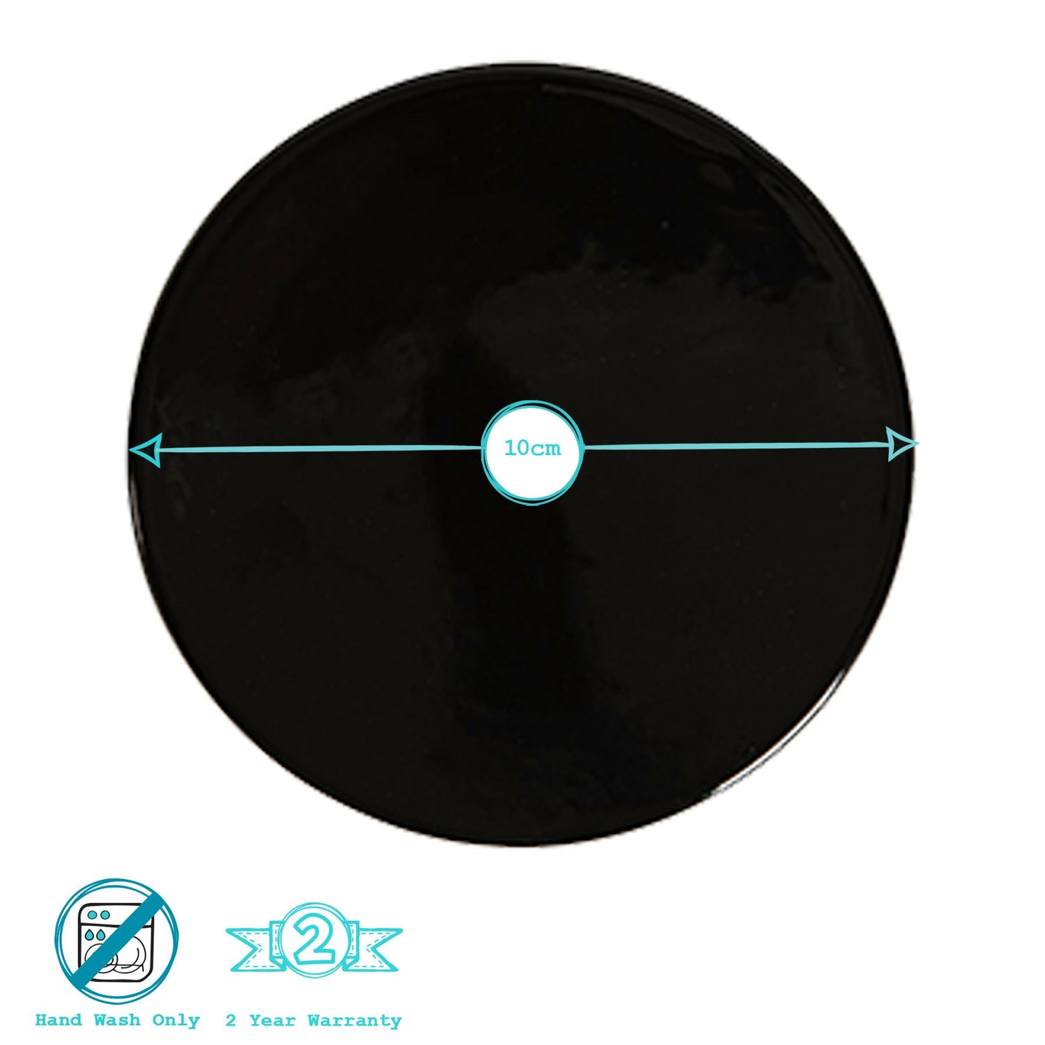 Metallic Drinks Coaster - 10cm - Black