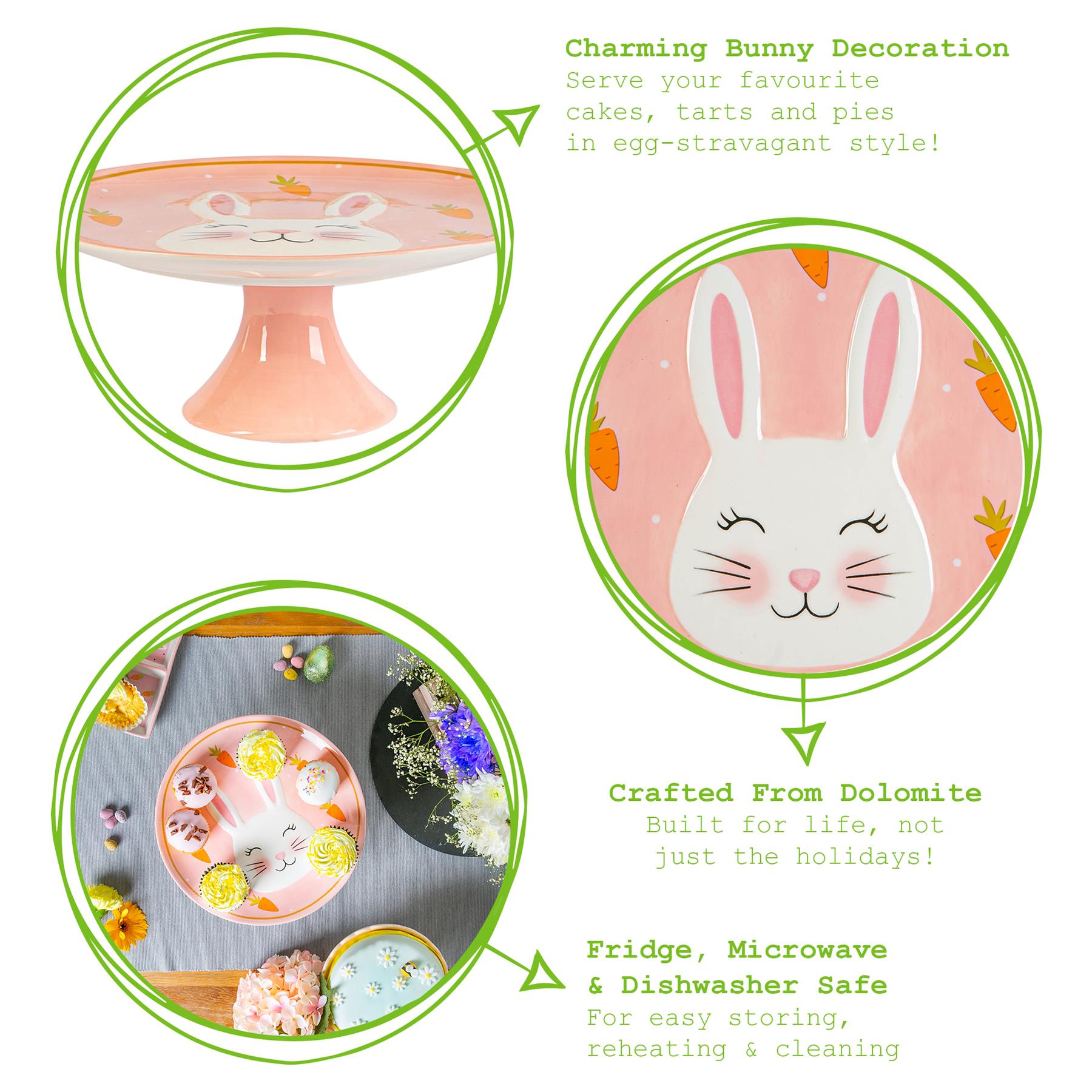 Pink Bunny Cake Stand - 27cm - Pink