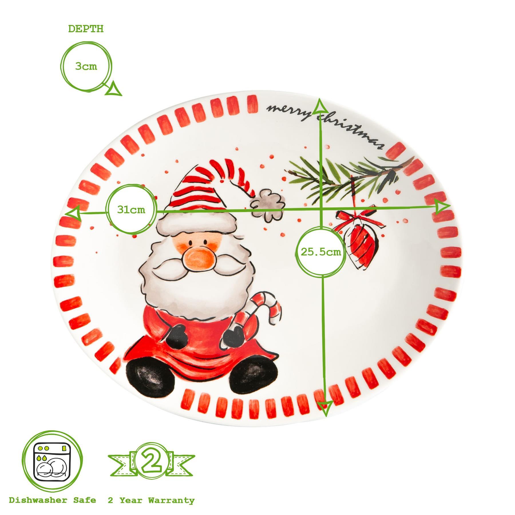 Father Christmas Stoneware Serving Platter - 31cm