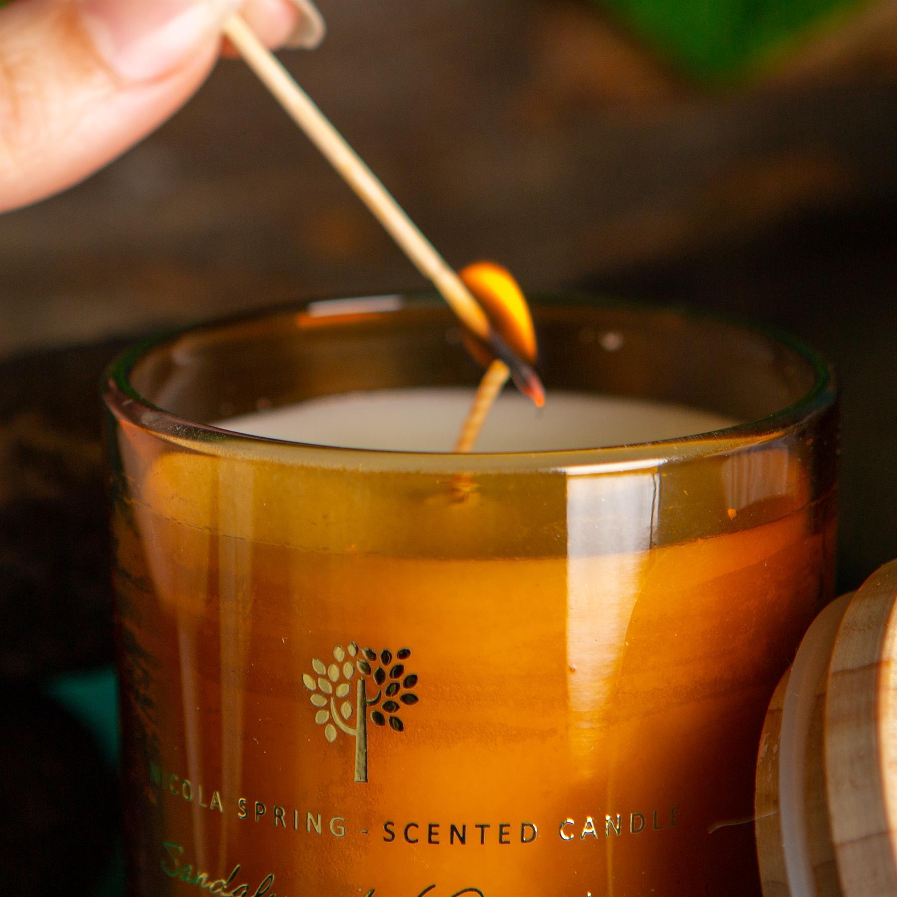 130g Sandalwood & Jasmine Soy Wax Scented Candle - by Nicola Spring