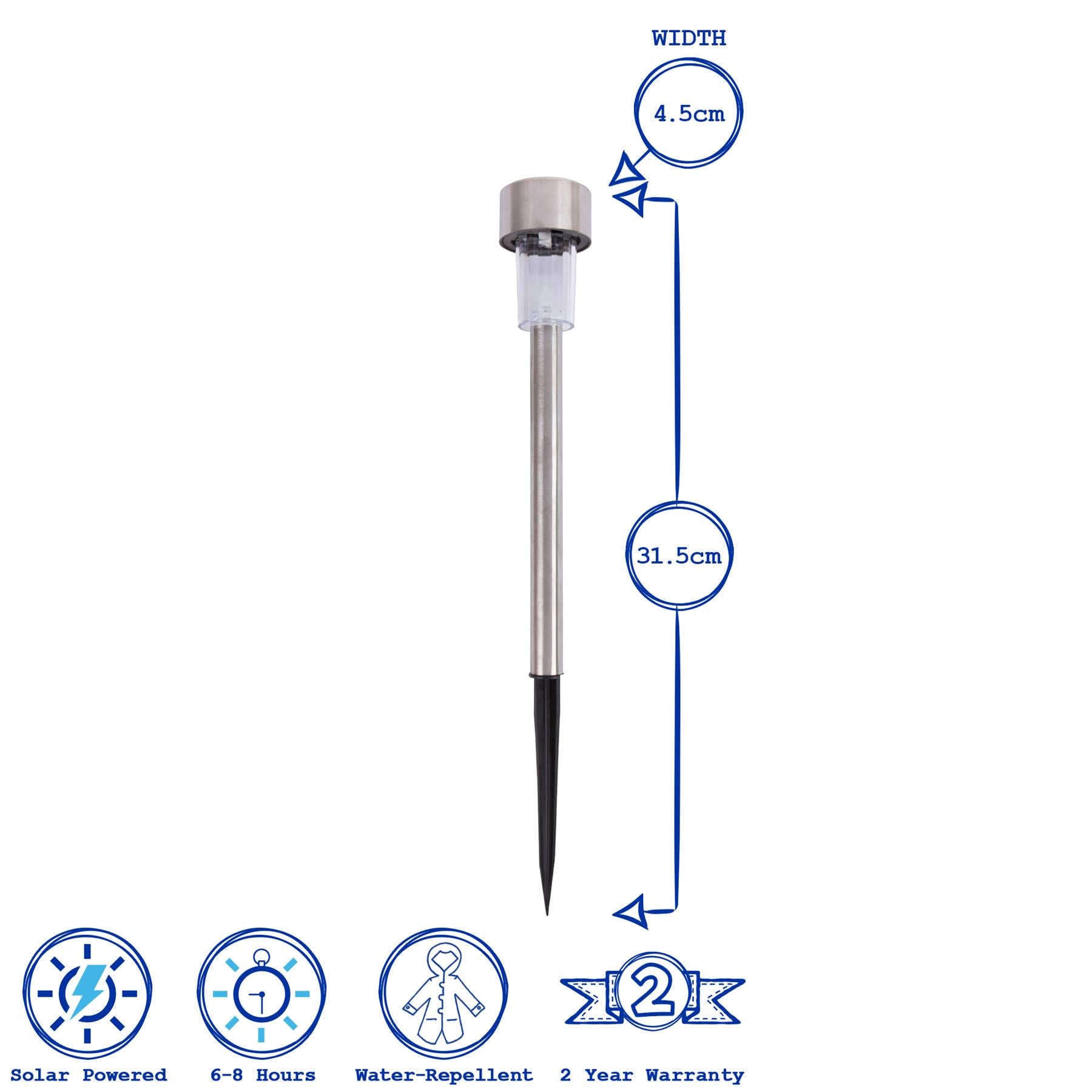 31.5cm Stainless Steel Solar Pathway Light