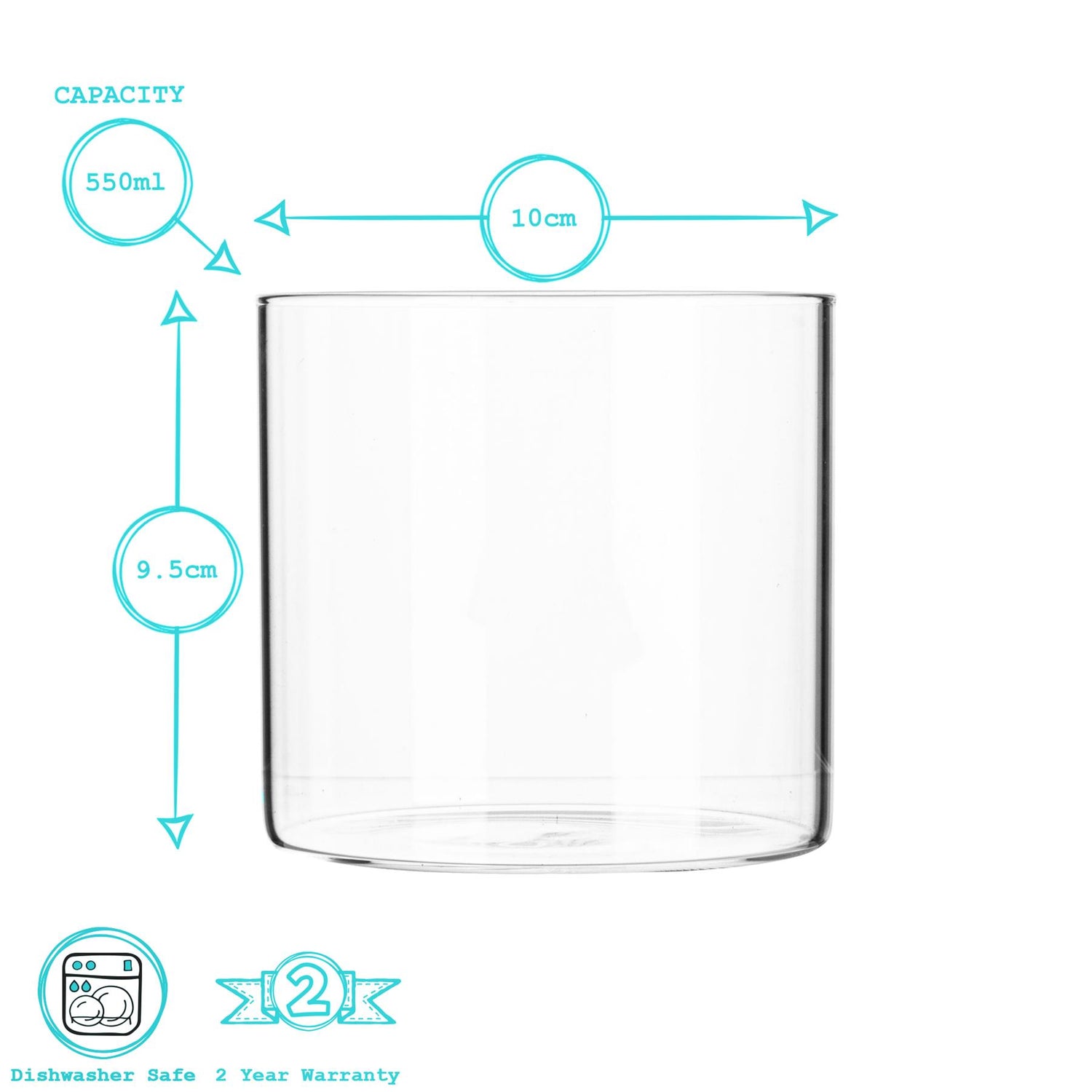 Glass Storage Jar with Metal Lid - 550ml - Silver