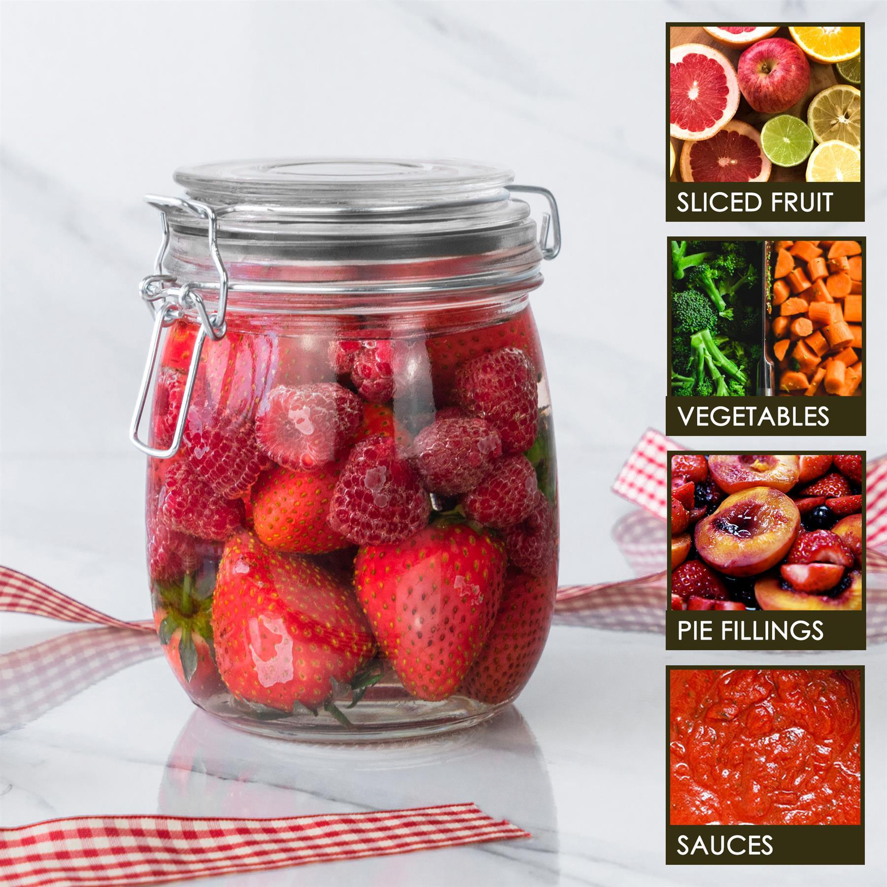 Argon Tableware Glass Storage Jar - 750ml - Black Seal